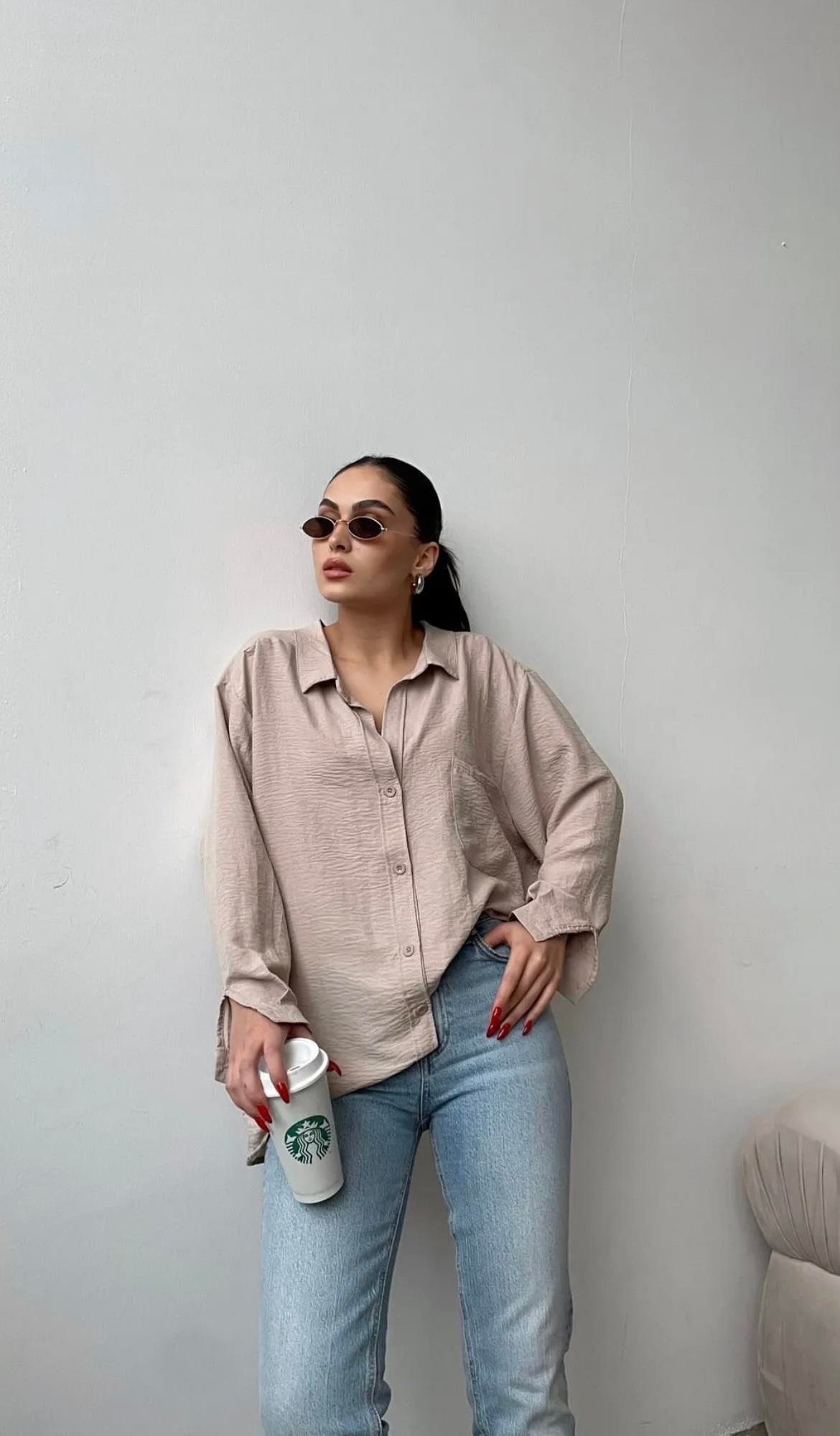 Krem Modal Gömlek