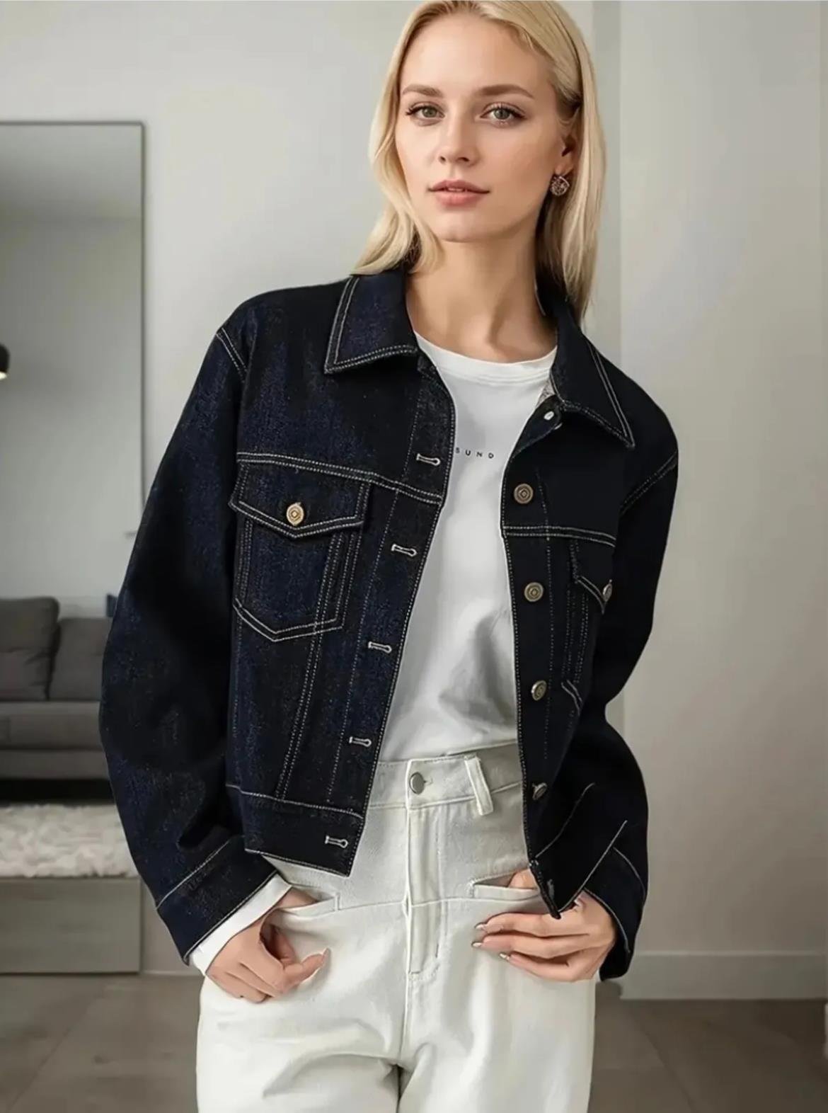 Lacivert Boyfriend Denim Ceket