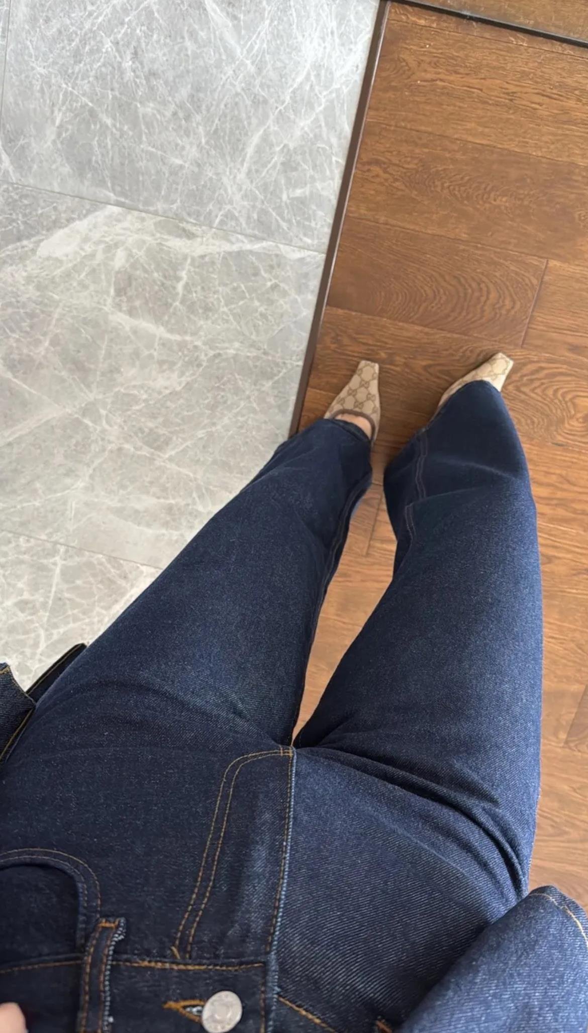 Lacivert Kuşaklı Denim Takım