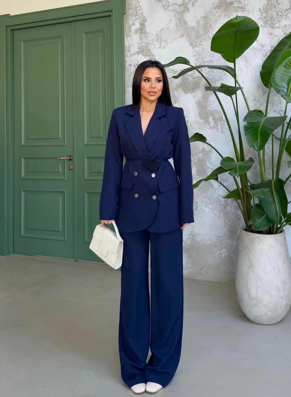 Lacivert Roses Güllü Blazer Takım