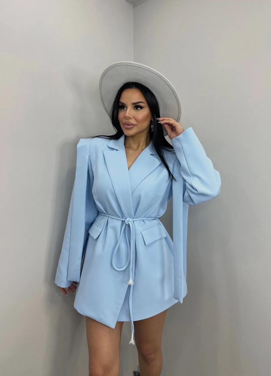Mavi Bağlamalı Blazer Ceket