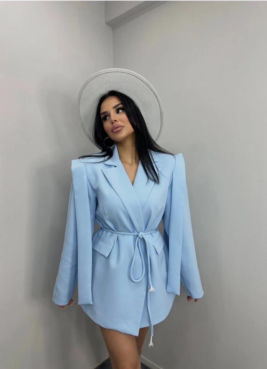 Mavi Bağlamalı Blazer Ceket