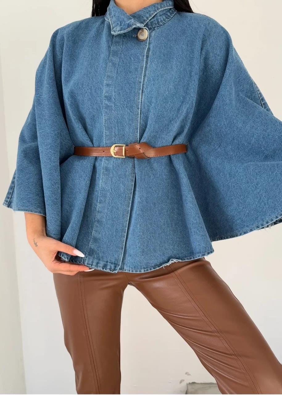 Mavi Kemerli Denim Panço