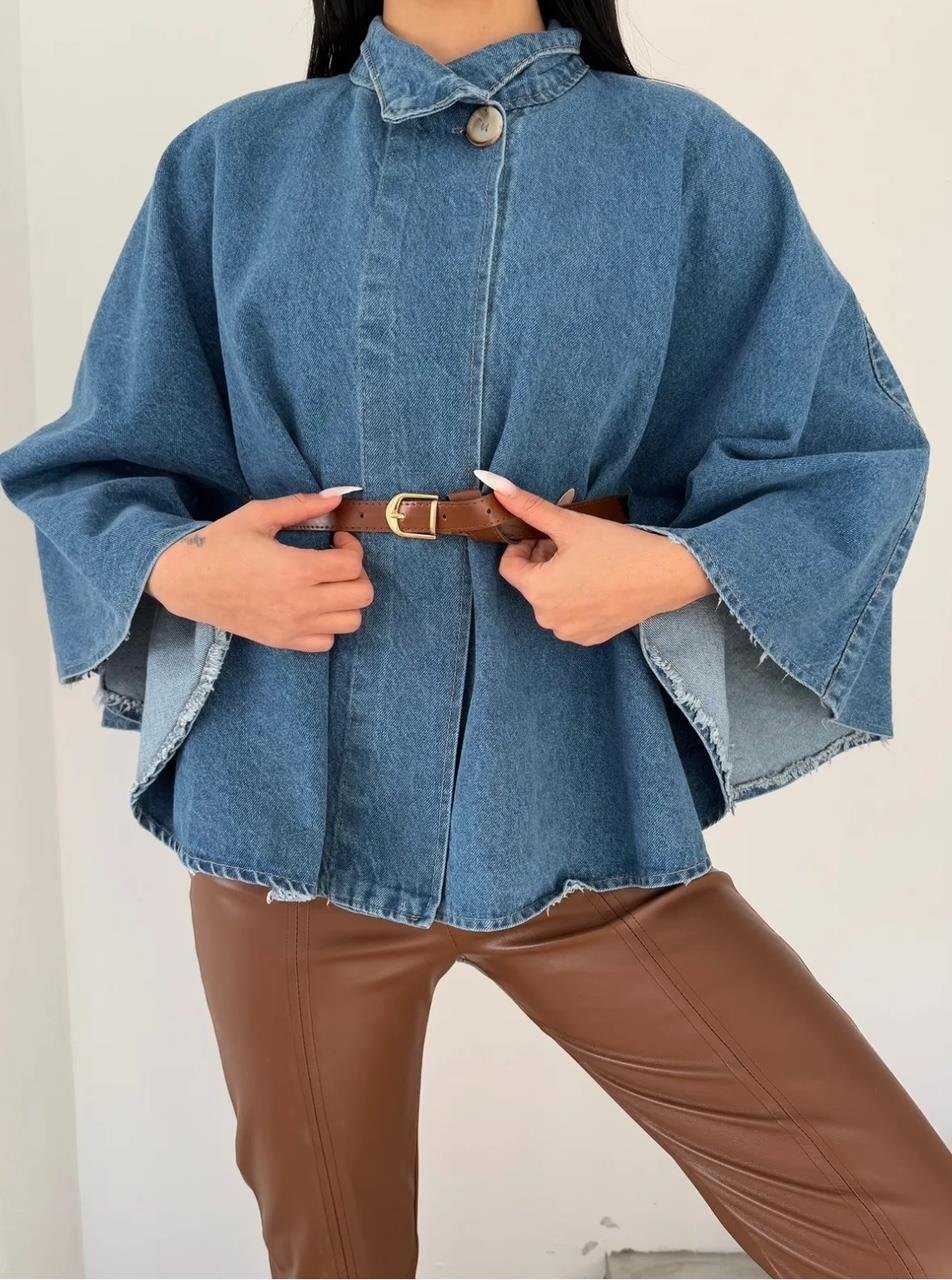 Mavi Kemerli Denim Panço