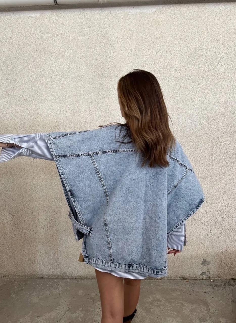 Mavi Yanları Açık Denim Yelek