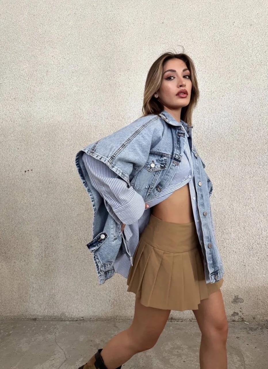 Mavi Yanları Açık Denim Yelek