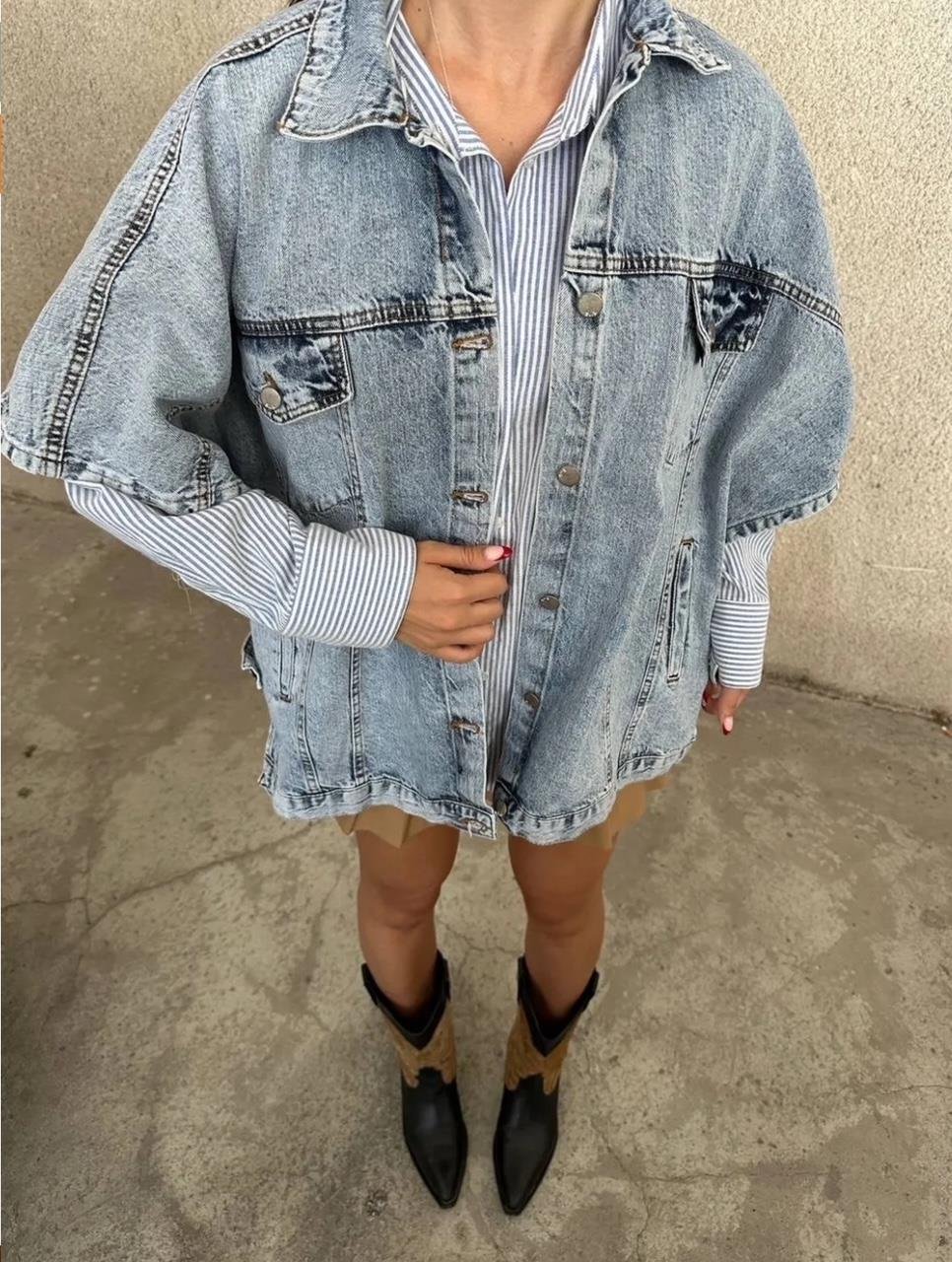 Mavi Yanları Açık Denim Yelek