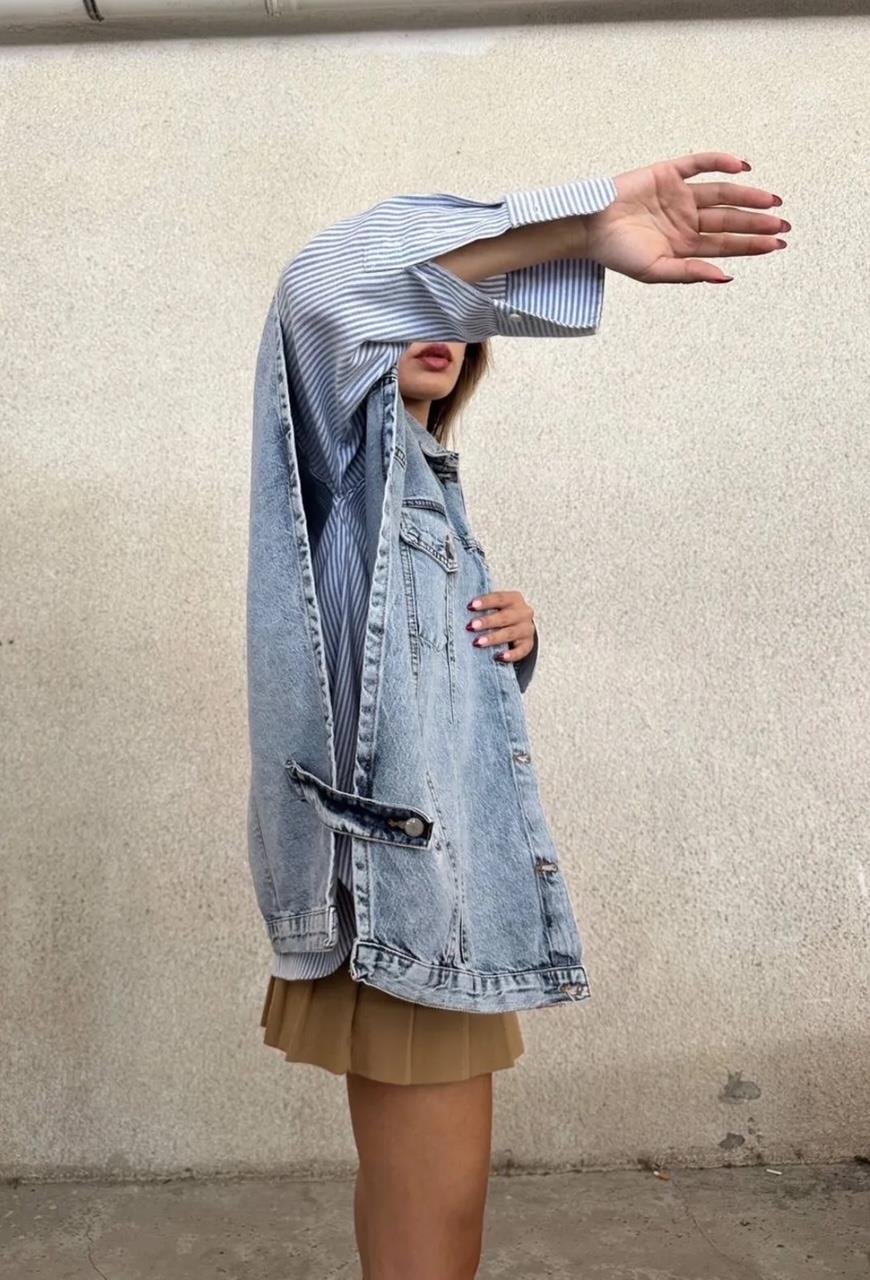 Mavi Yanları Açık Denim Yelek