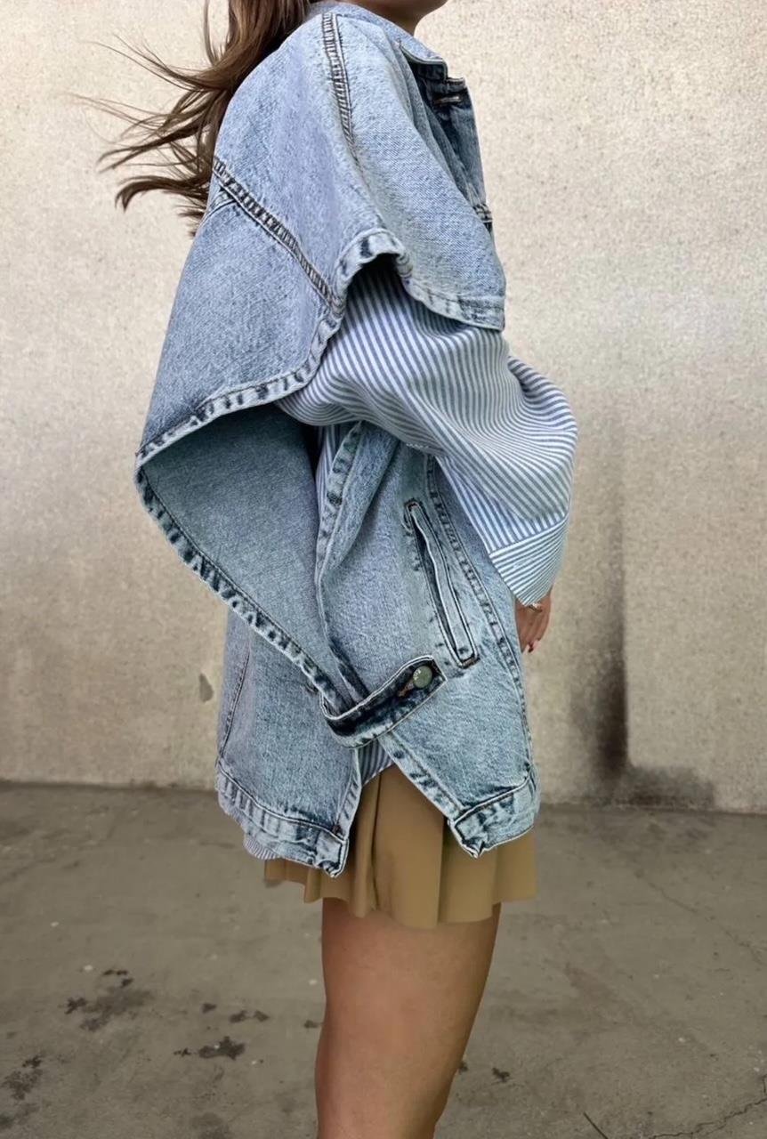 Mavi Yanları Açık Denim Yelek