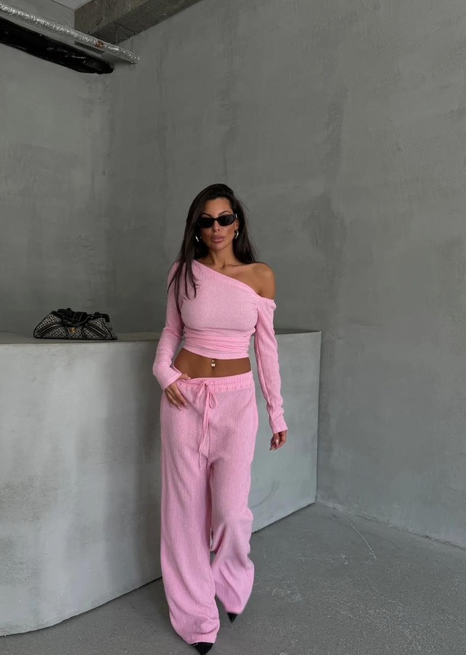 Pembe Kayık Yaka Bürümcük Takım