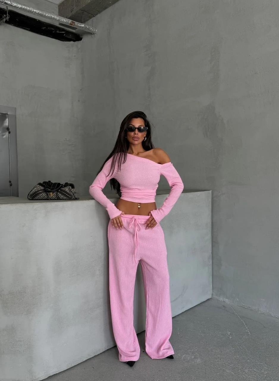 Pembe Kayık Yaka Bürümcük Takım
