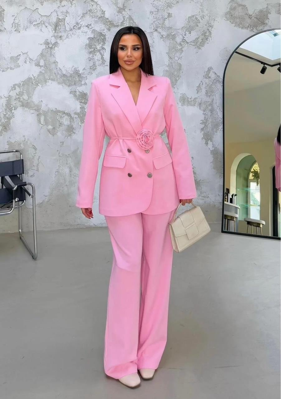 Pembe  Roses Güllü Blazer Takım