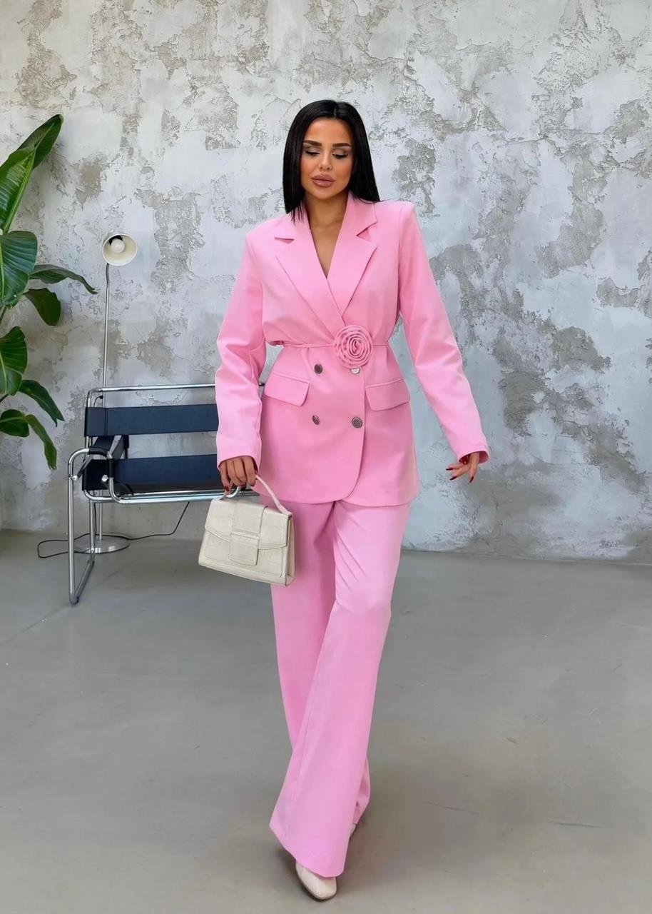 Pembe  Roses Güllü Blazer Takım