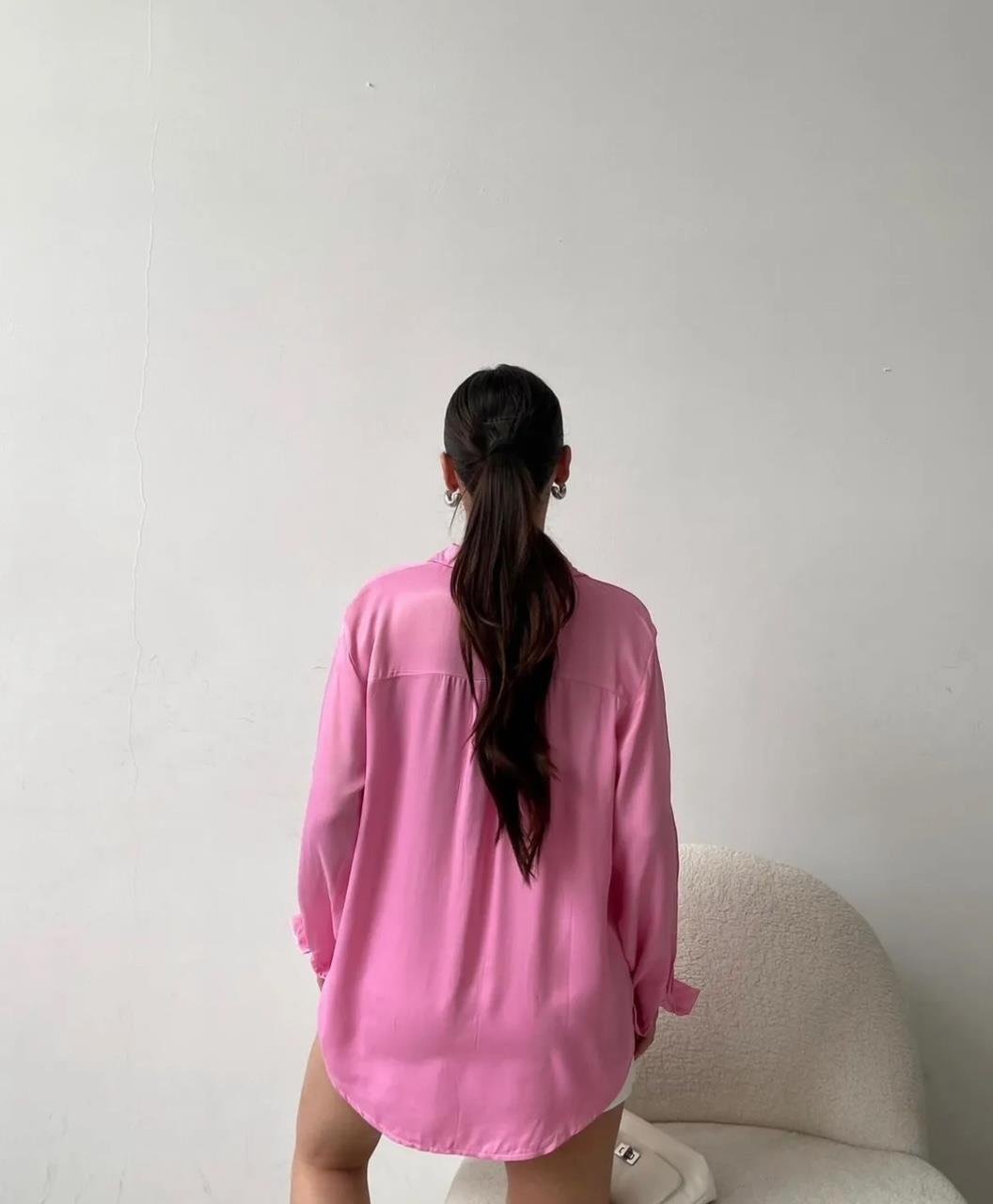 Pembe Saten Gömlek