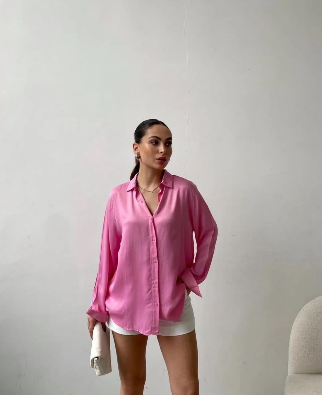 Pembe Saten Gömlek