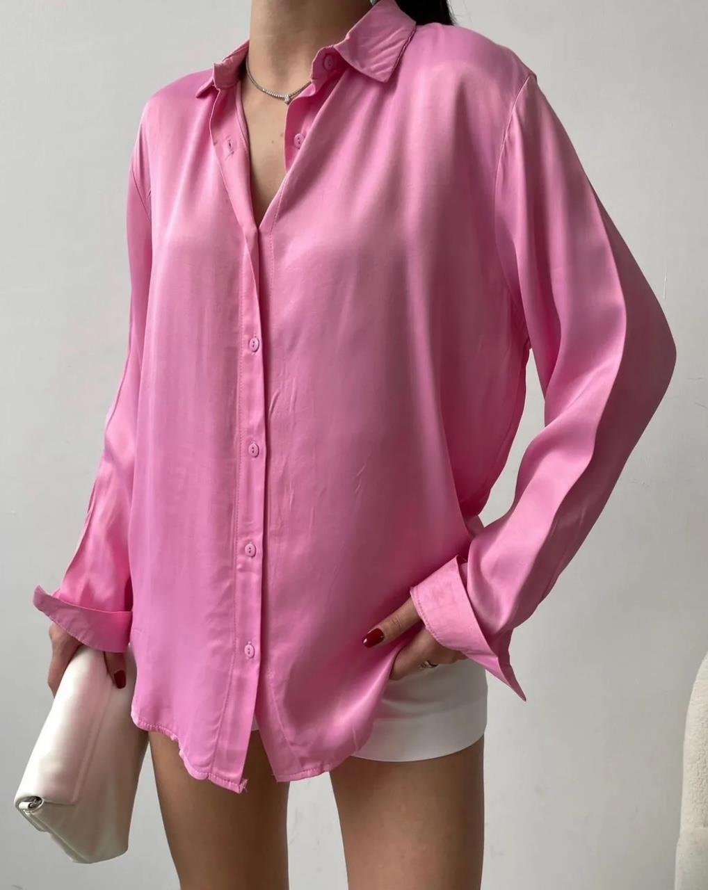 Pembe Saten Gömlek