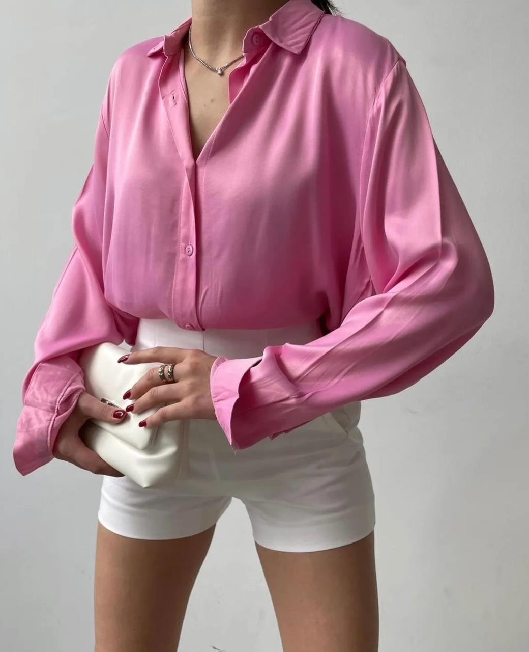 Pembe Saten Gömlek