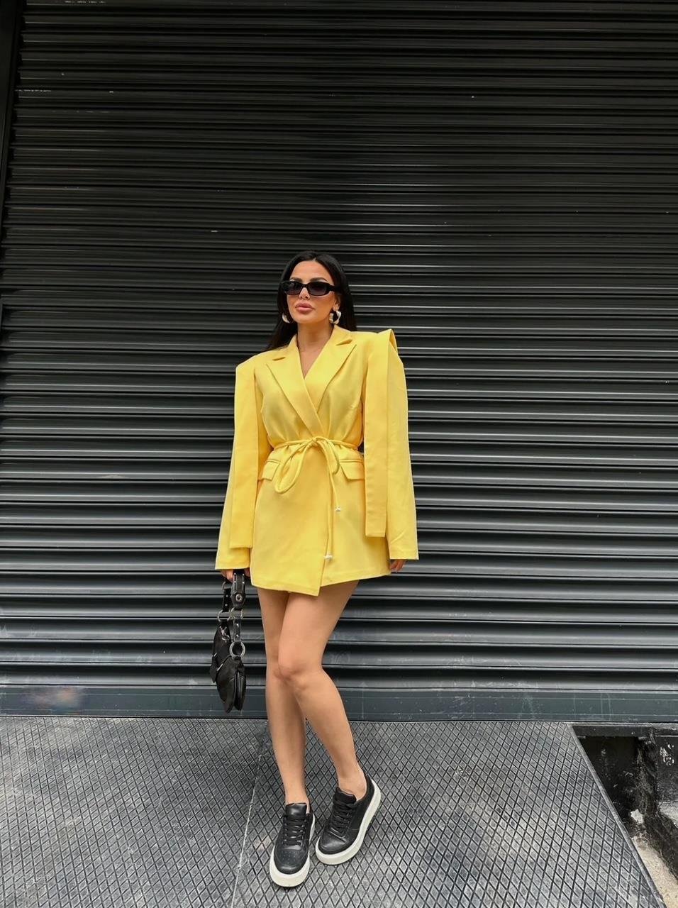 Sarı Bağlamalı Blazer Ceket