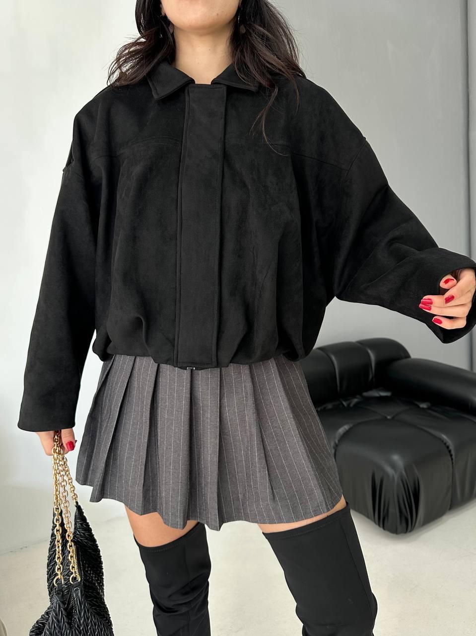 Siyah Bomber Oversize Süet Ceket