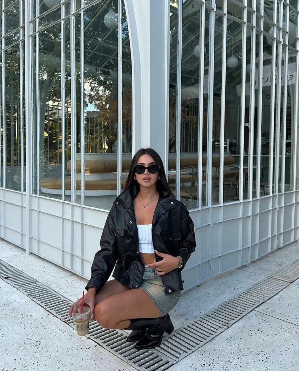 Siyah Çift Cepli Oversize Ceket