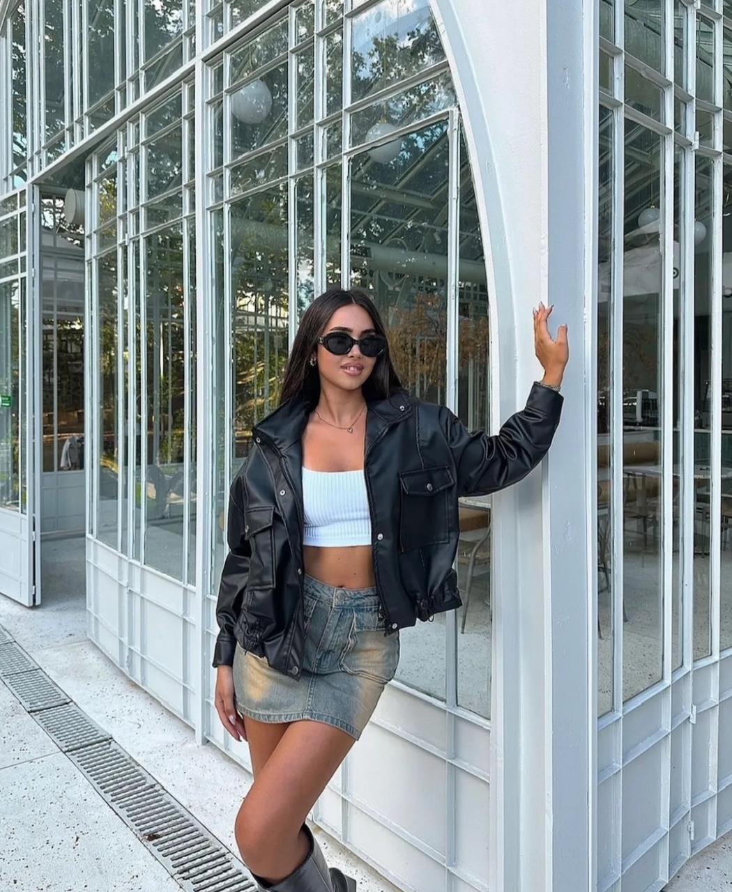 Siyah Çift Cepli Oversize Ceket