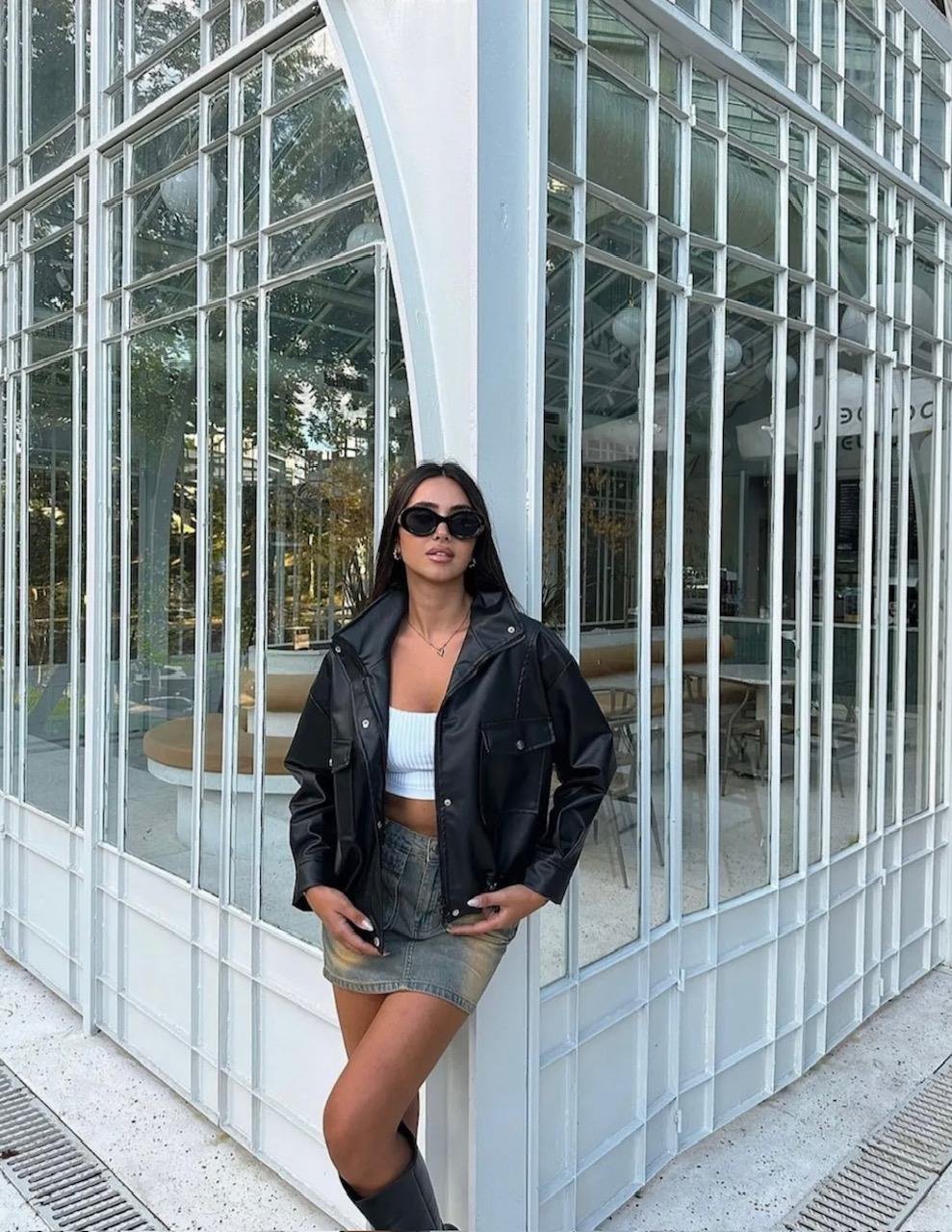 Siyah Çift Cepli Oversize Ceket