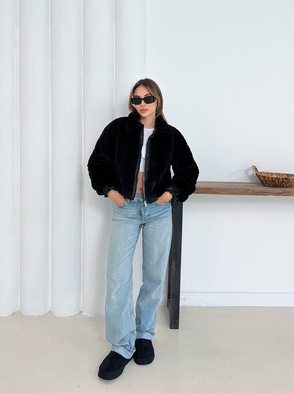 Siyah Oversize Puffer Teddy Mont