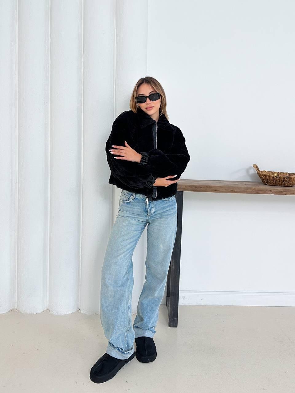 Siyah Oversize Puffer Teddy Mont