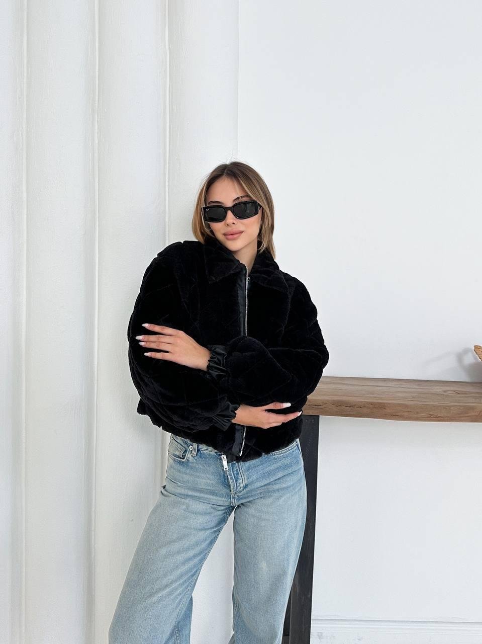 Siyah Oversize Puffer Teddy Mont