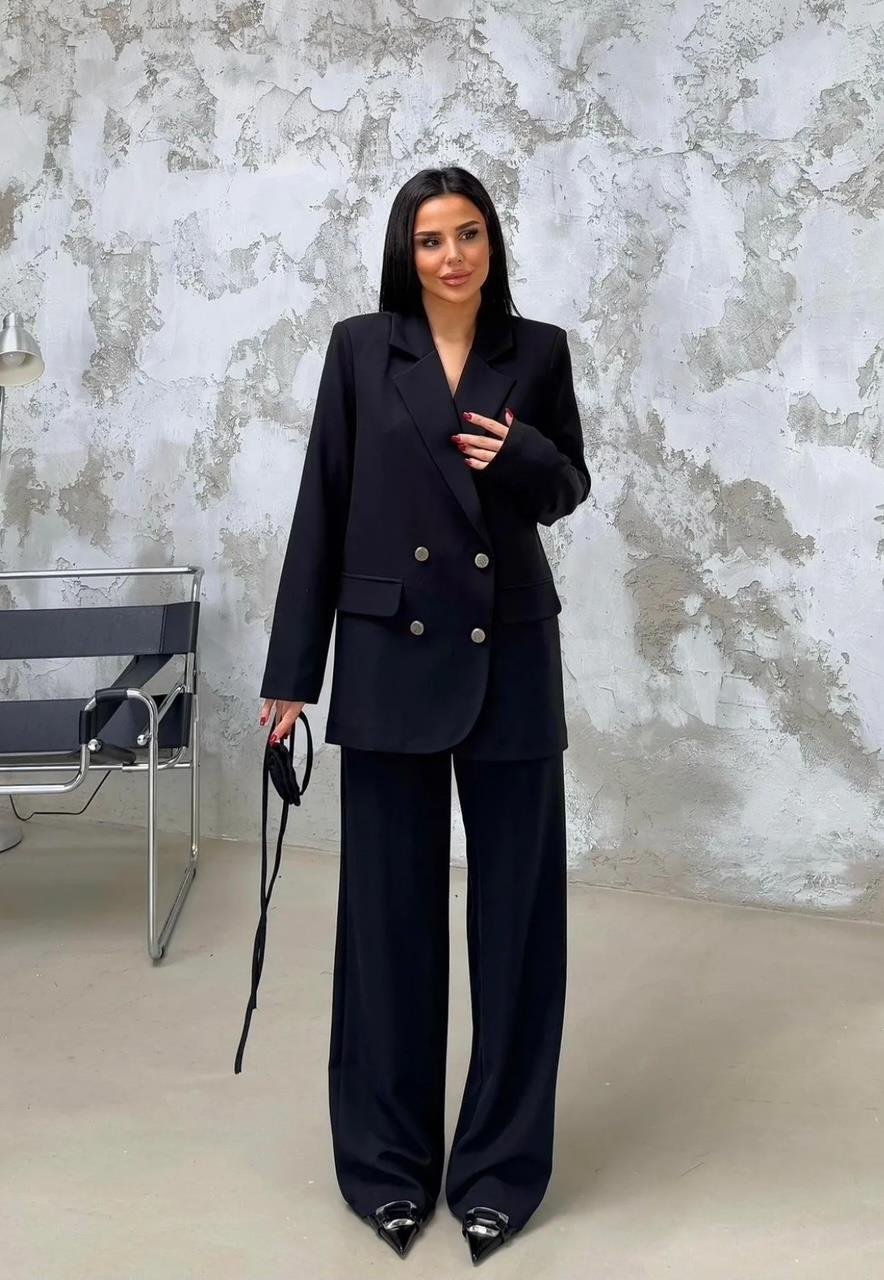 Siyah Roses Güllü Blazer Takım
