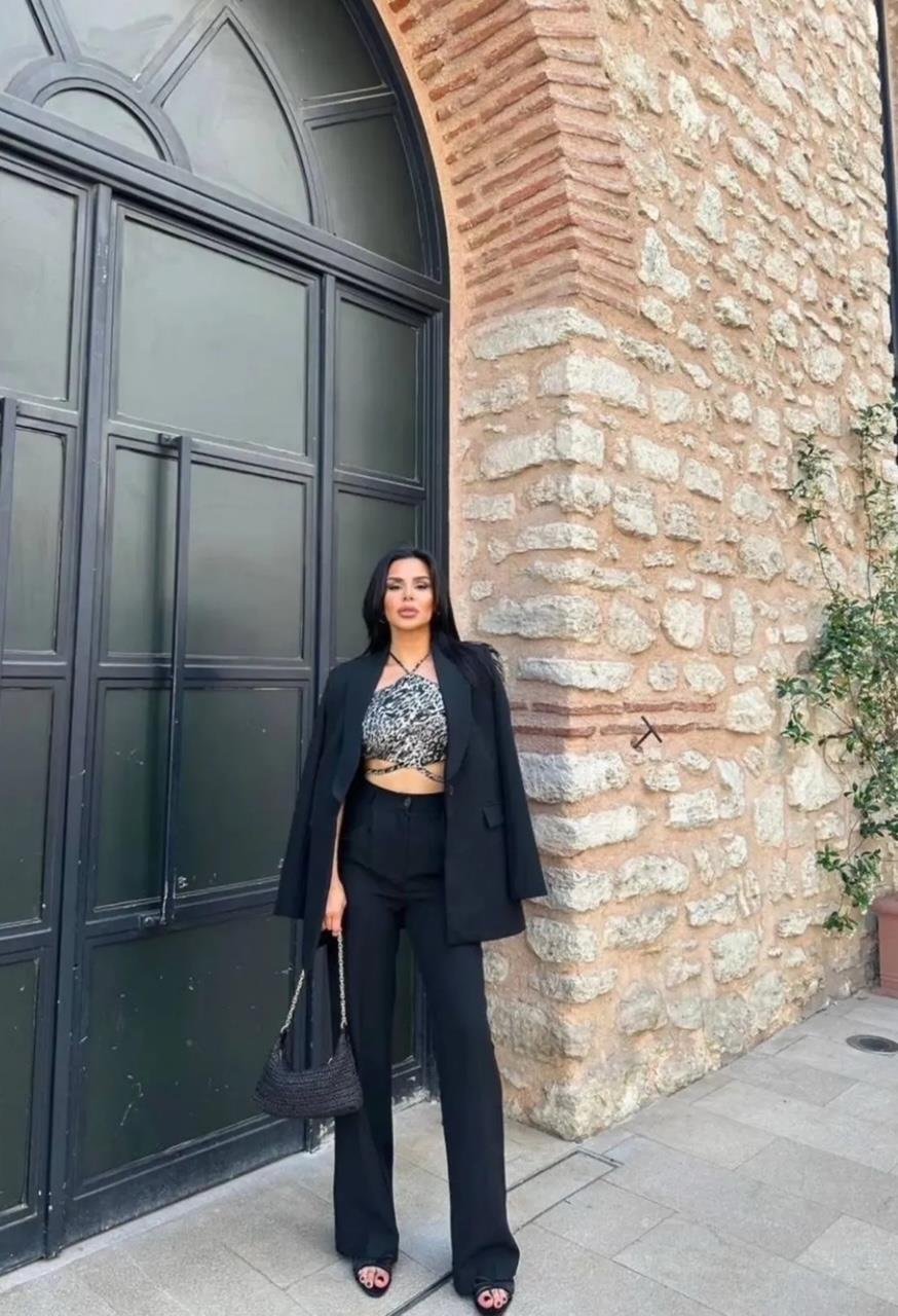 Siyah Tek Düğmeli Klasik Blazer Takım