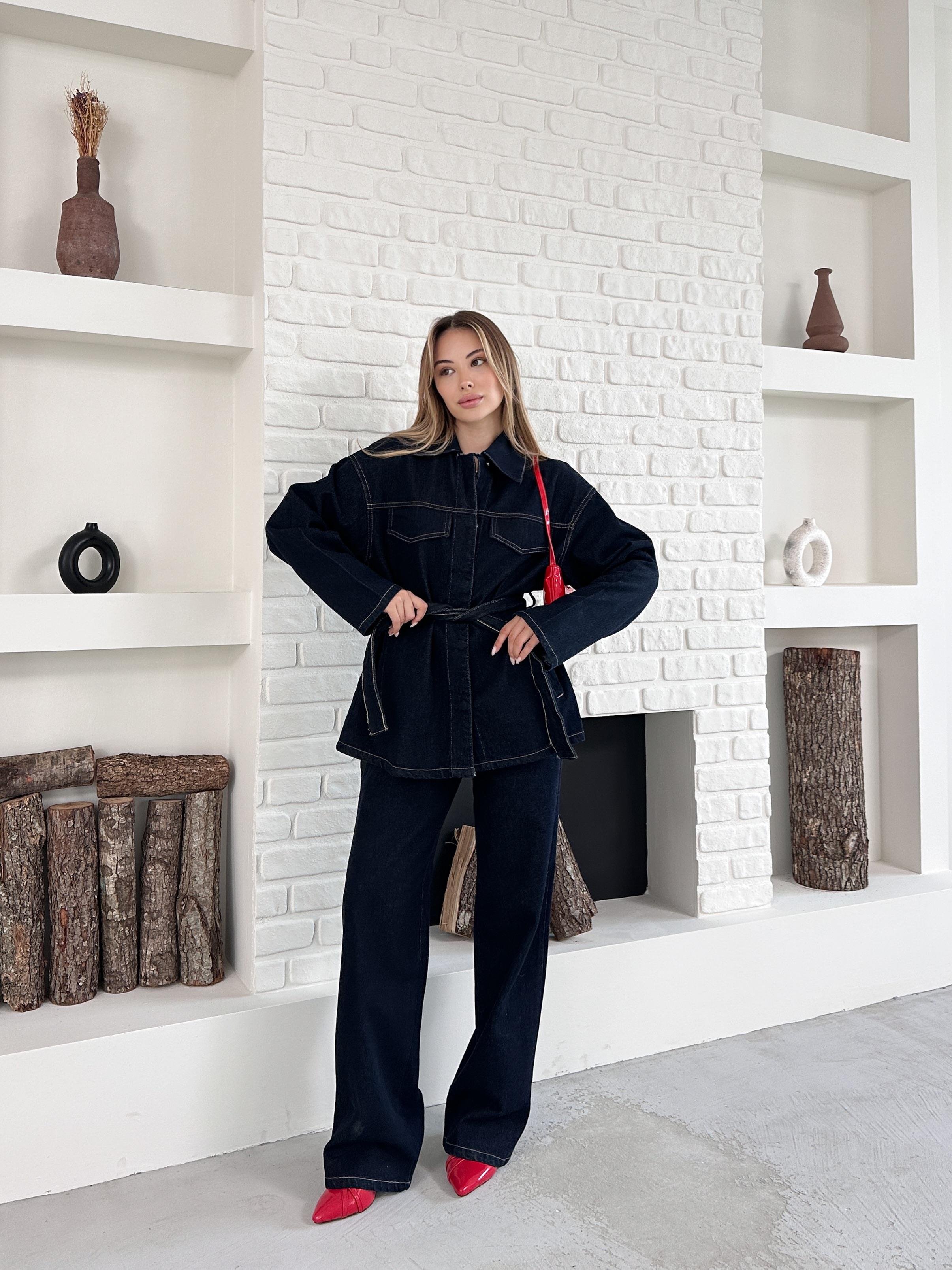 Yıkamalı Lacivert Ceket Pantolon Denim Takım