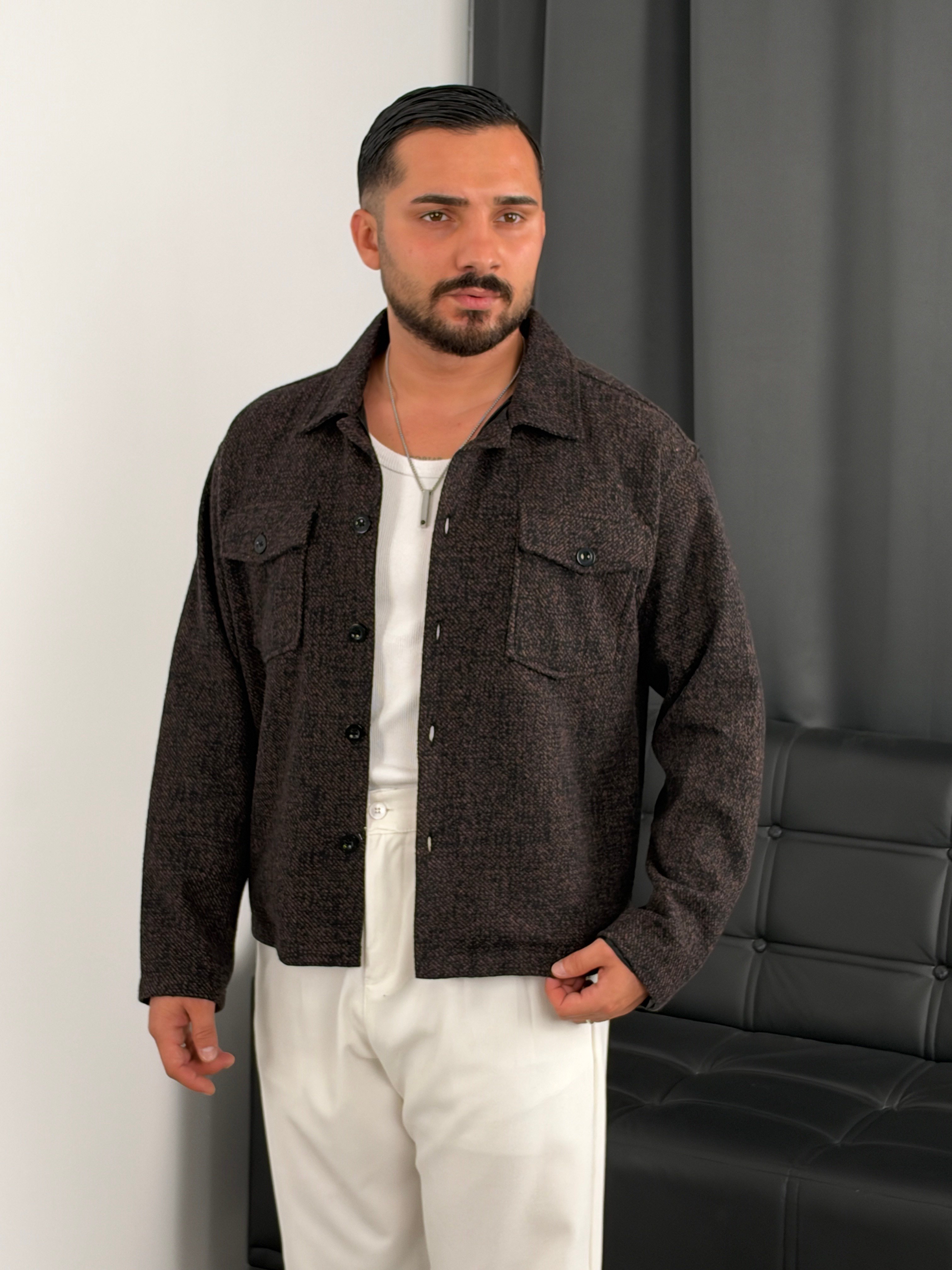 Astarlı Boxy Kalıp Mevsimlik Ceket Acı Kahve