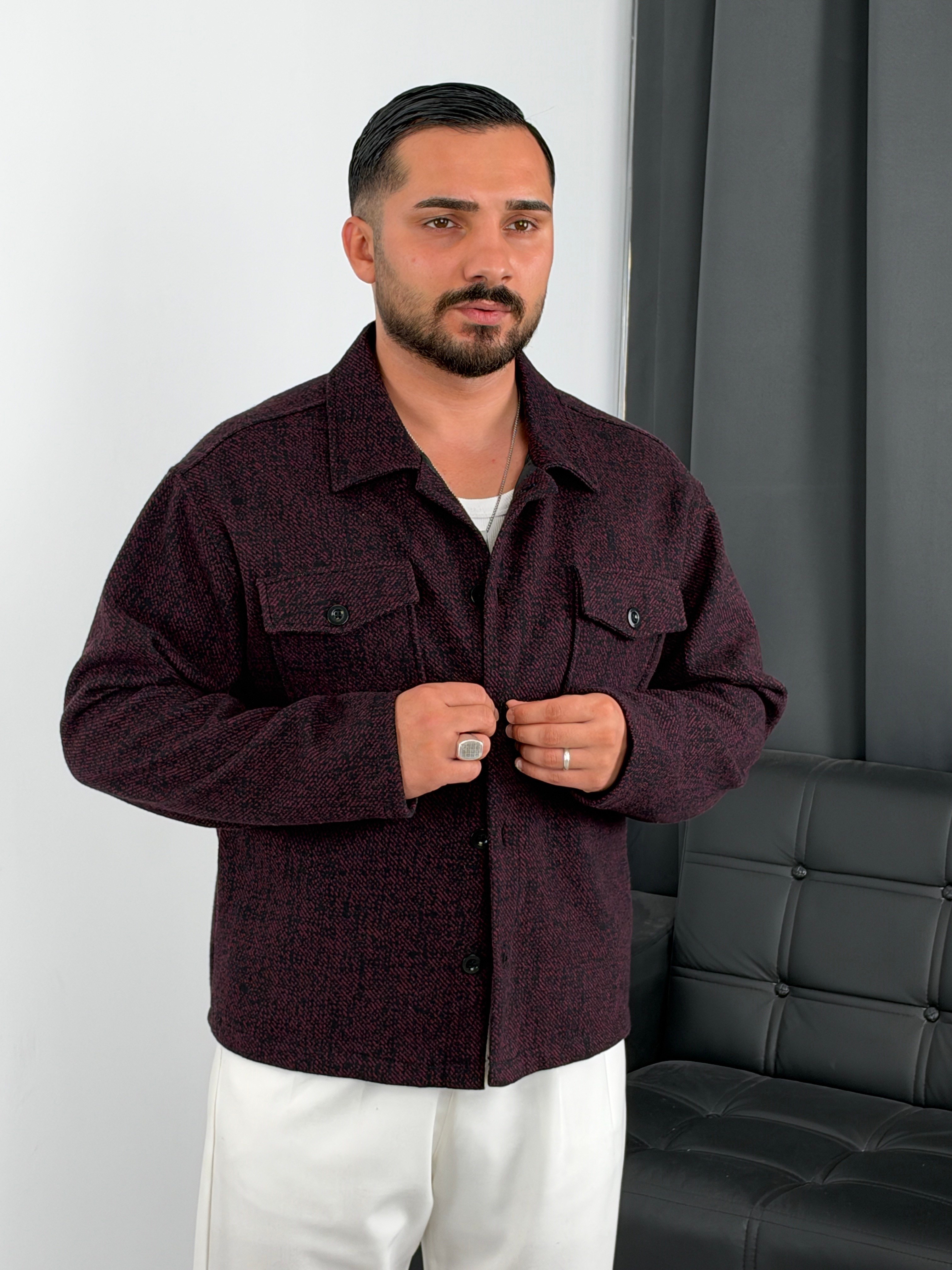 Astarlı Boxy Kalıp Mevsimlik Ceket Bordo