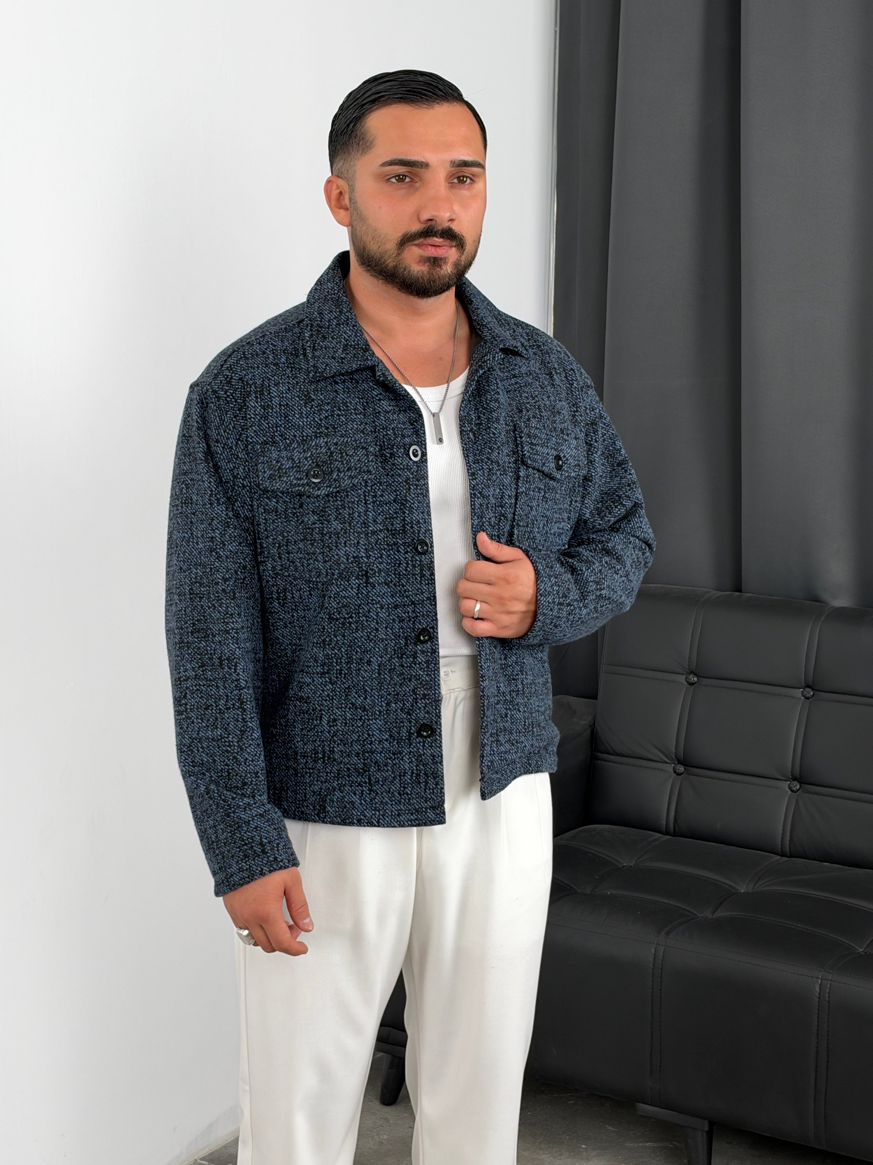 Astarlı Boxy Kalıp Mevsimlik Ceket Lacivert