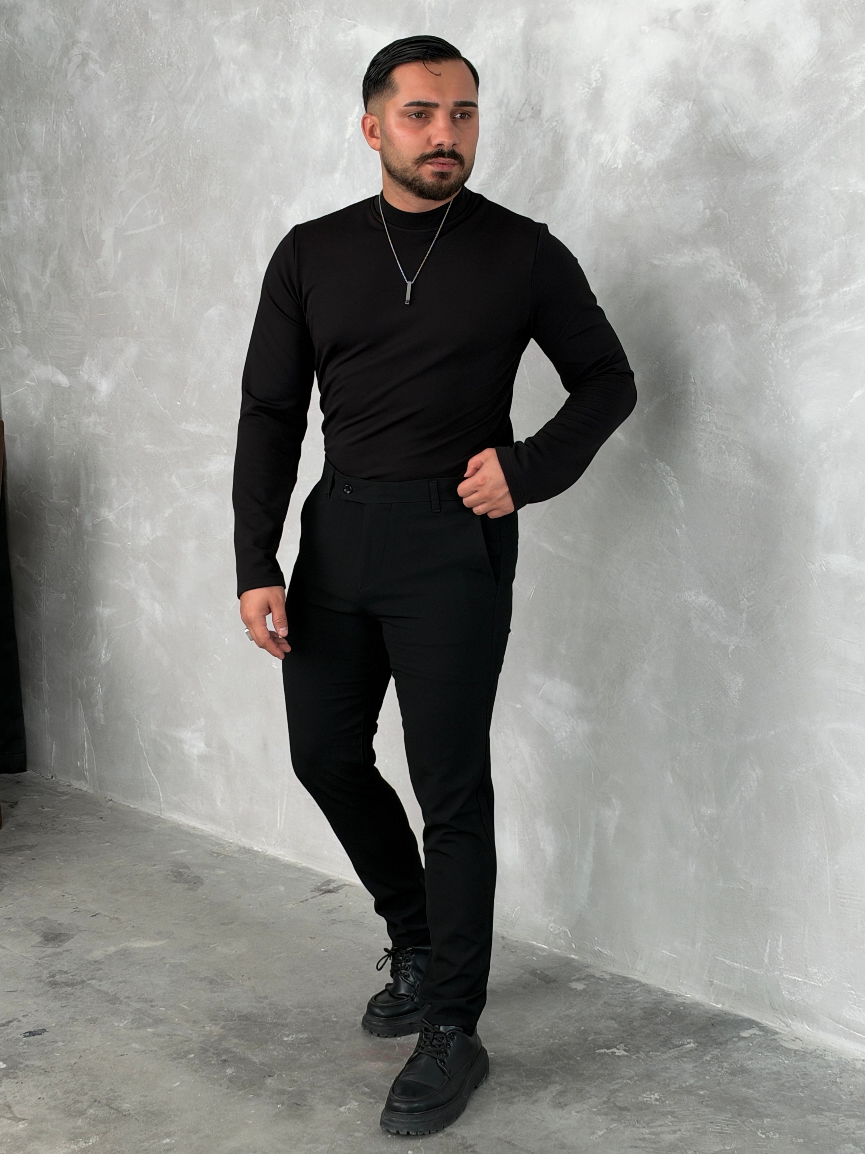 BASIC KIŞLIK DATE KOMBİNİ – 03 Siyah Sweatshirt & Siyah Pantolon