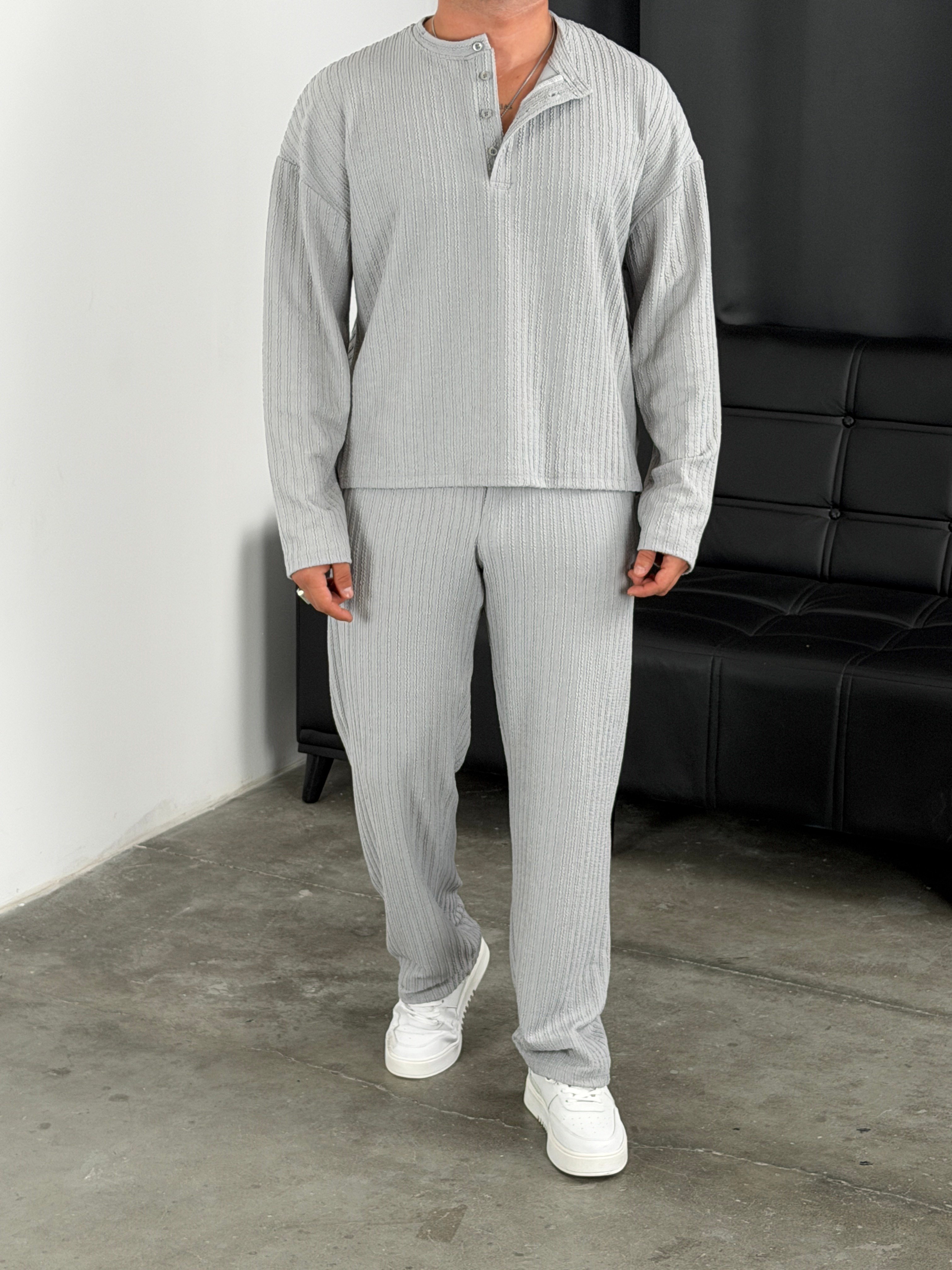 Burgu Desen Henley Model Takım Gri