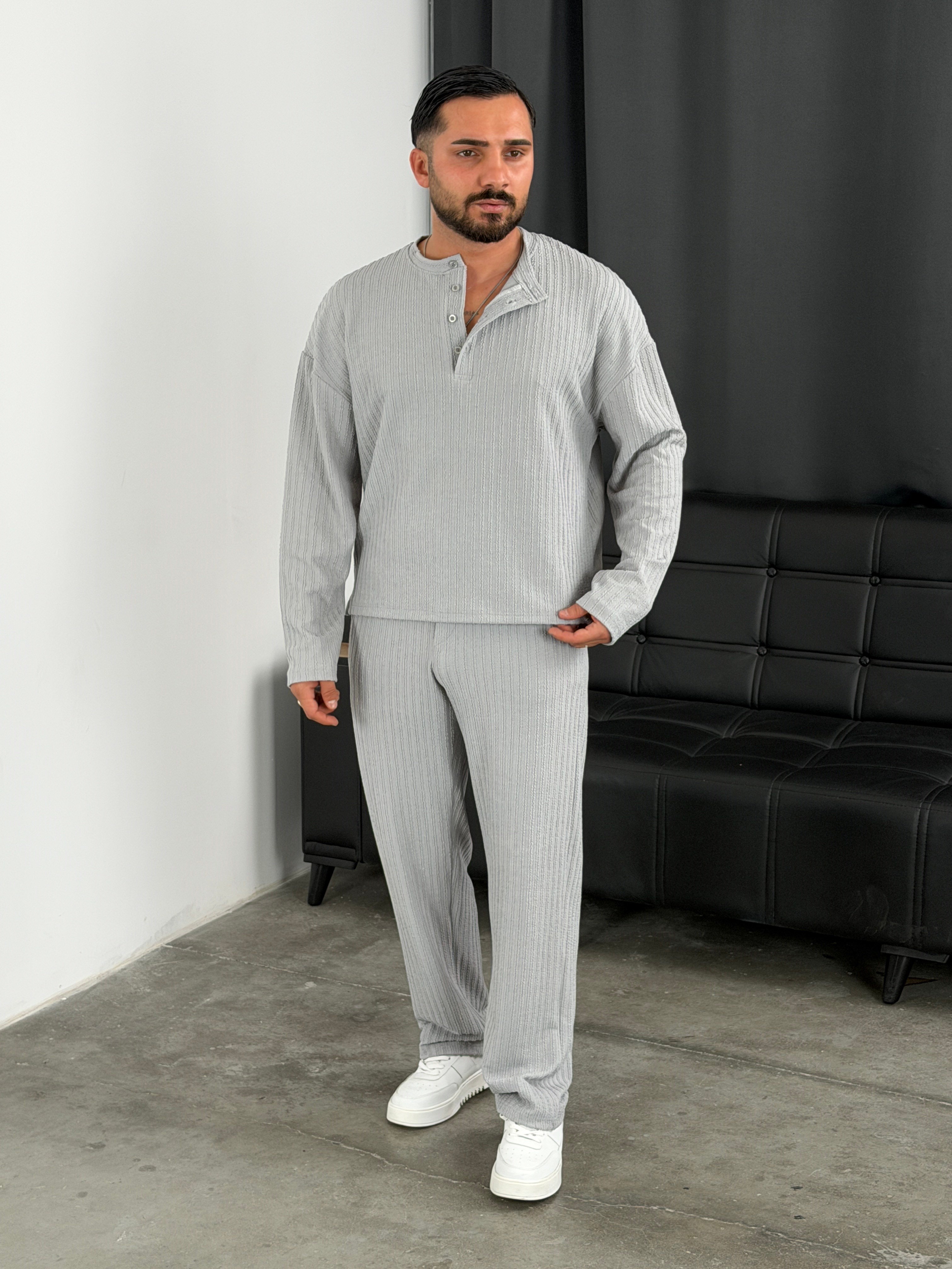 Burgu Desen Henley Model Takım Gri