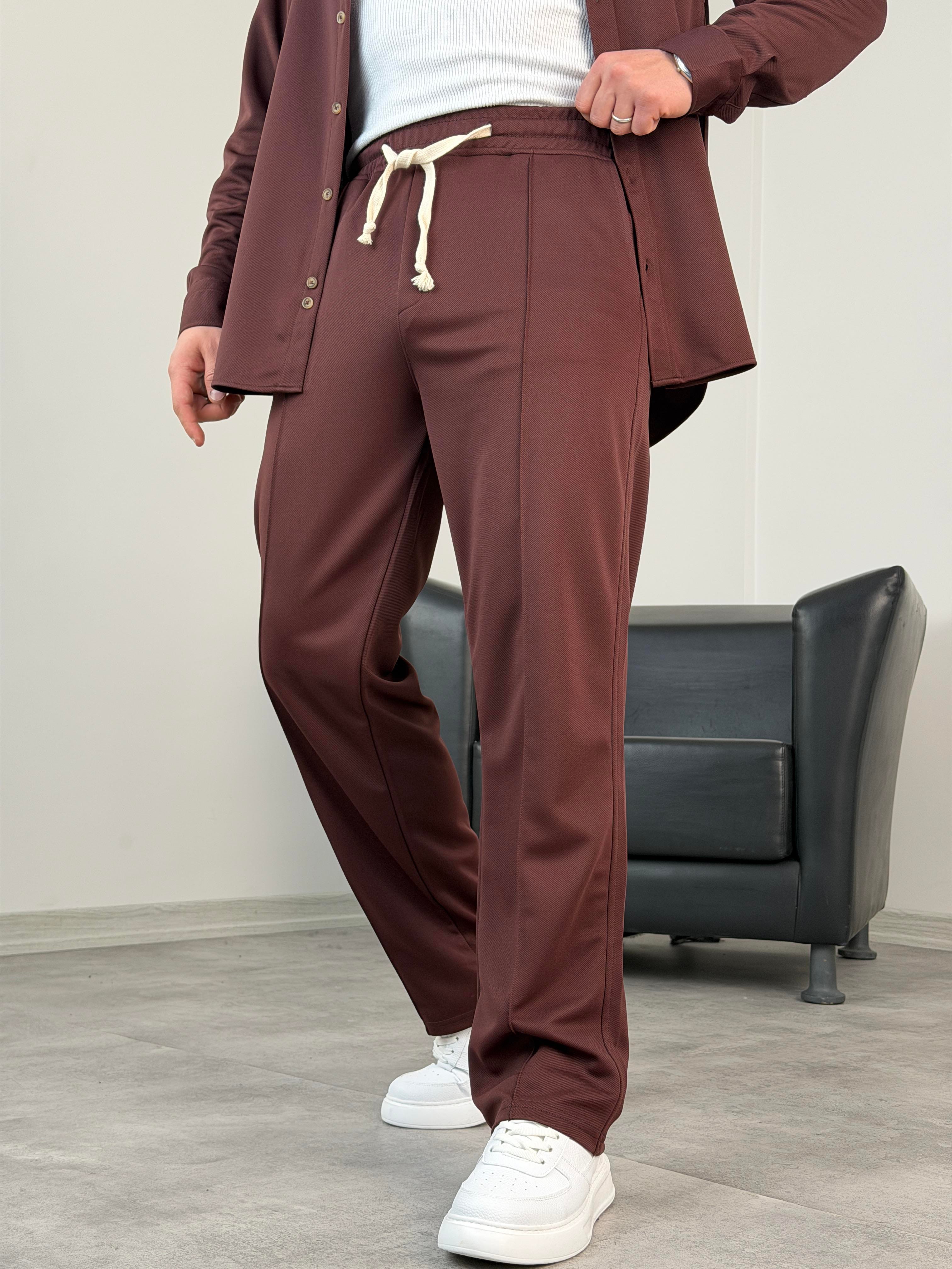 ÇIMA DETALI PREMİUM ÖRME TAKIM ACI KAHVE