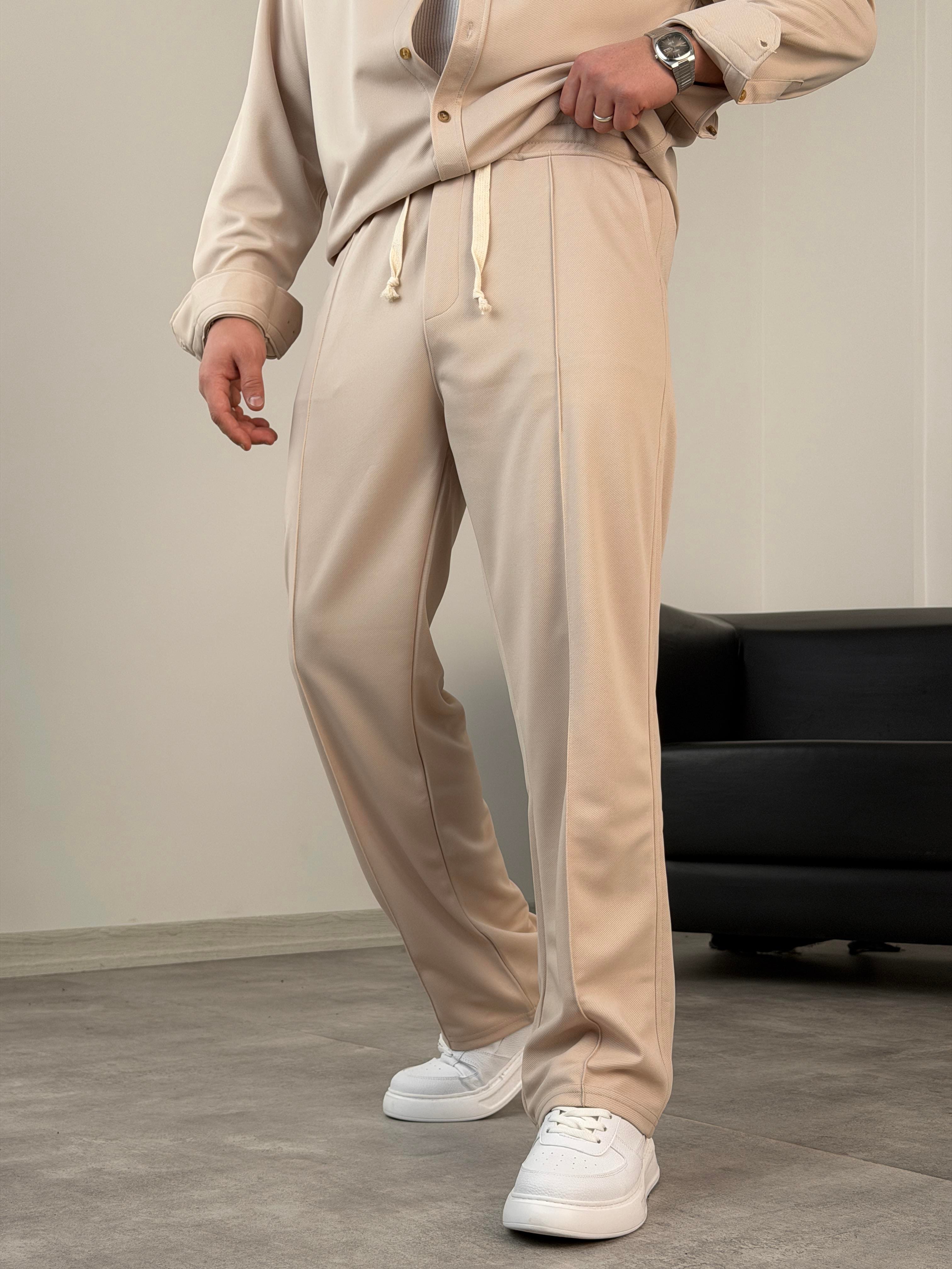 ÇIMA DETALI PREMİUM ÖRME TAKIM BEJ