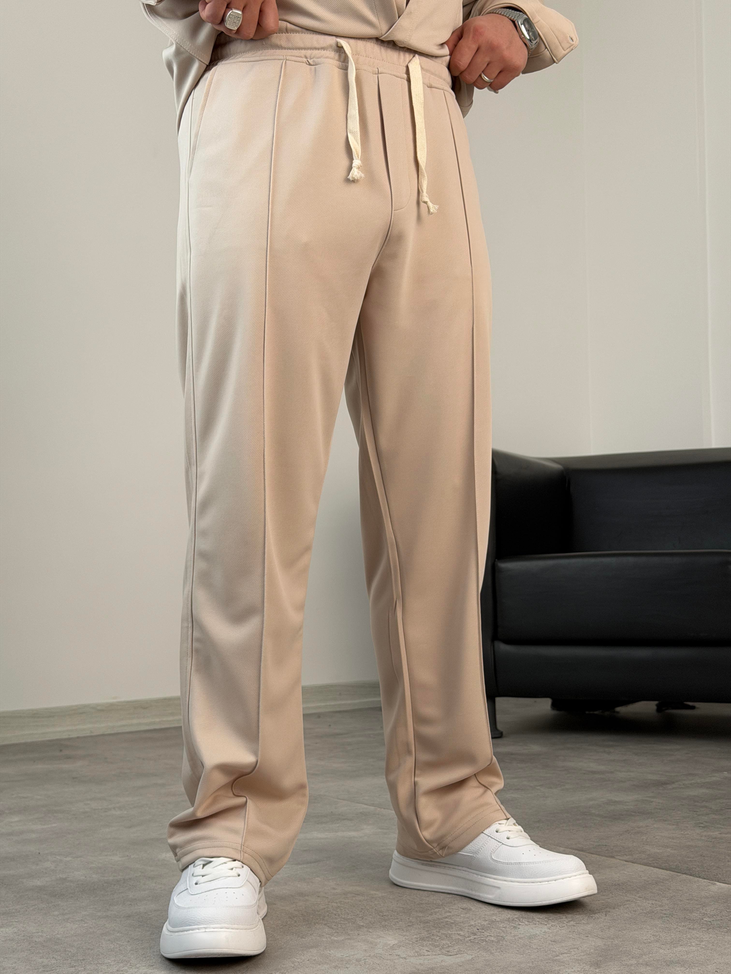 ÇIMA DETALI PREMİUM ÖRME TAKIM BEJ