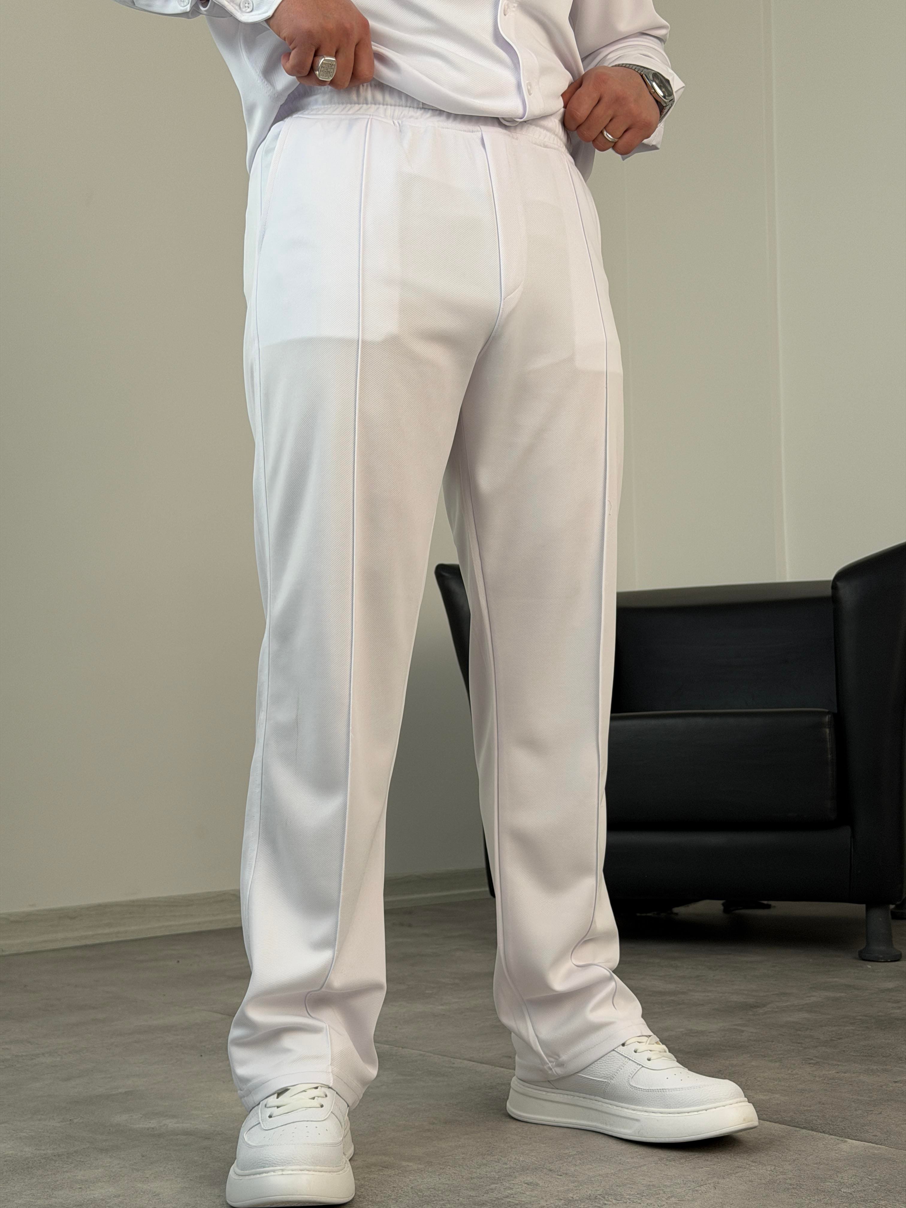 ÇIMA DETALI PREMİUM ÖRME TAKIM BEYAZ