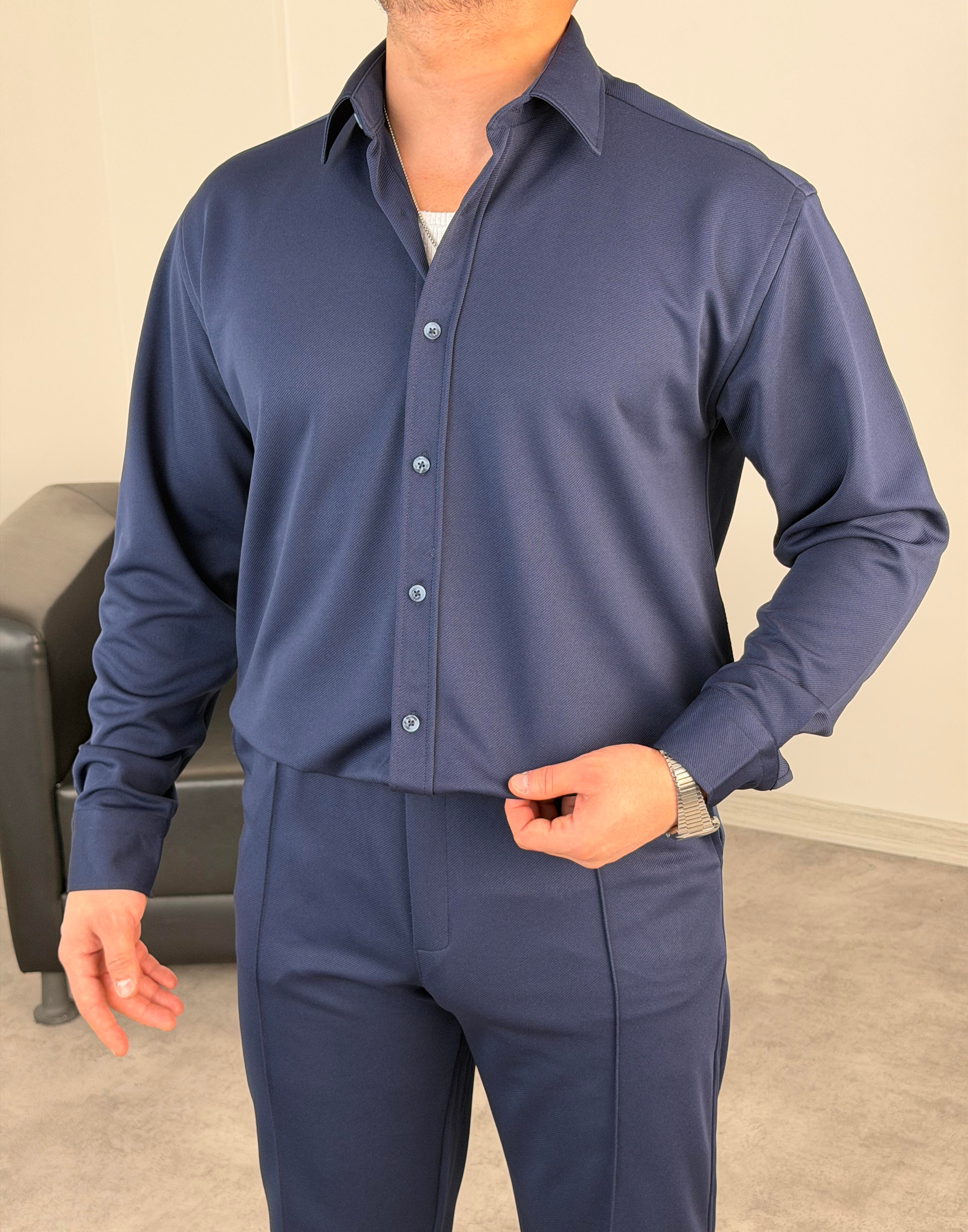 ÇIMA DETALI PREMİUM ÖRME TAKIM LACİVERT