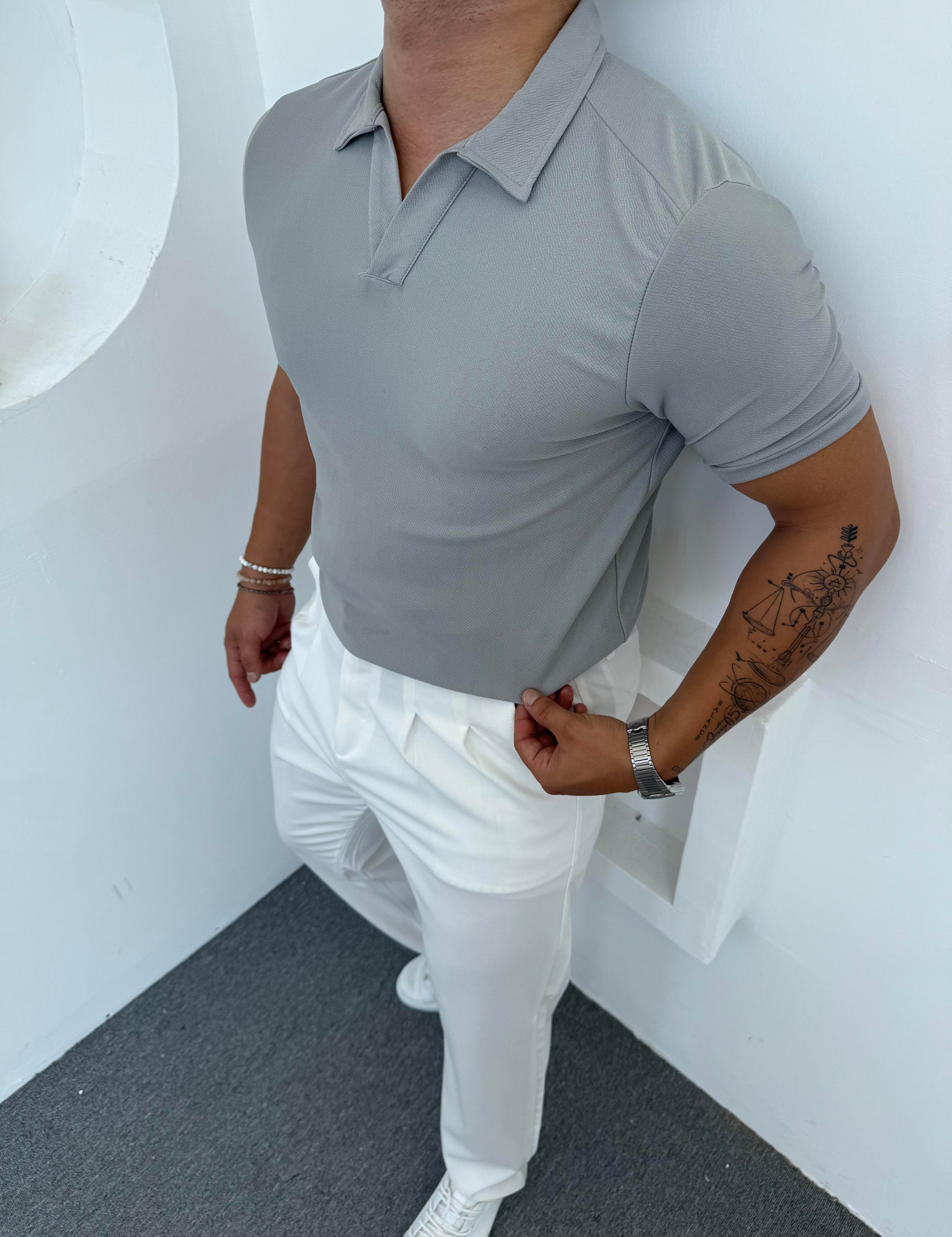 CRAP POLO YAKA TİŞÖRT GRİ