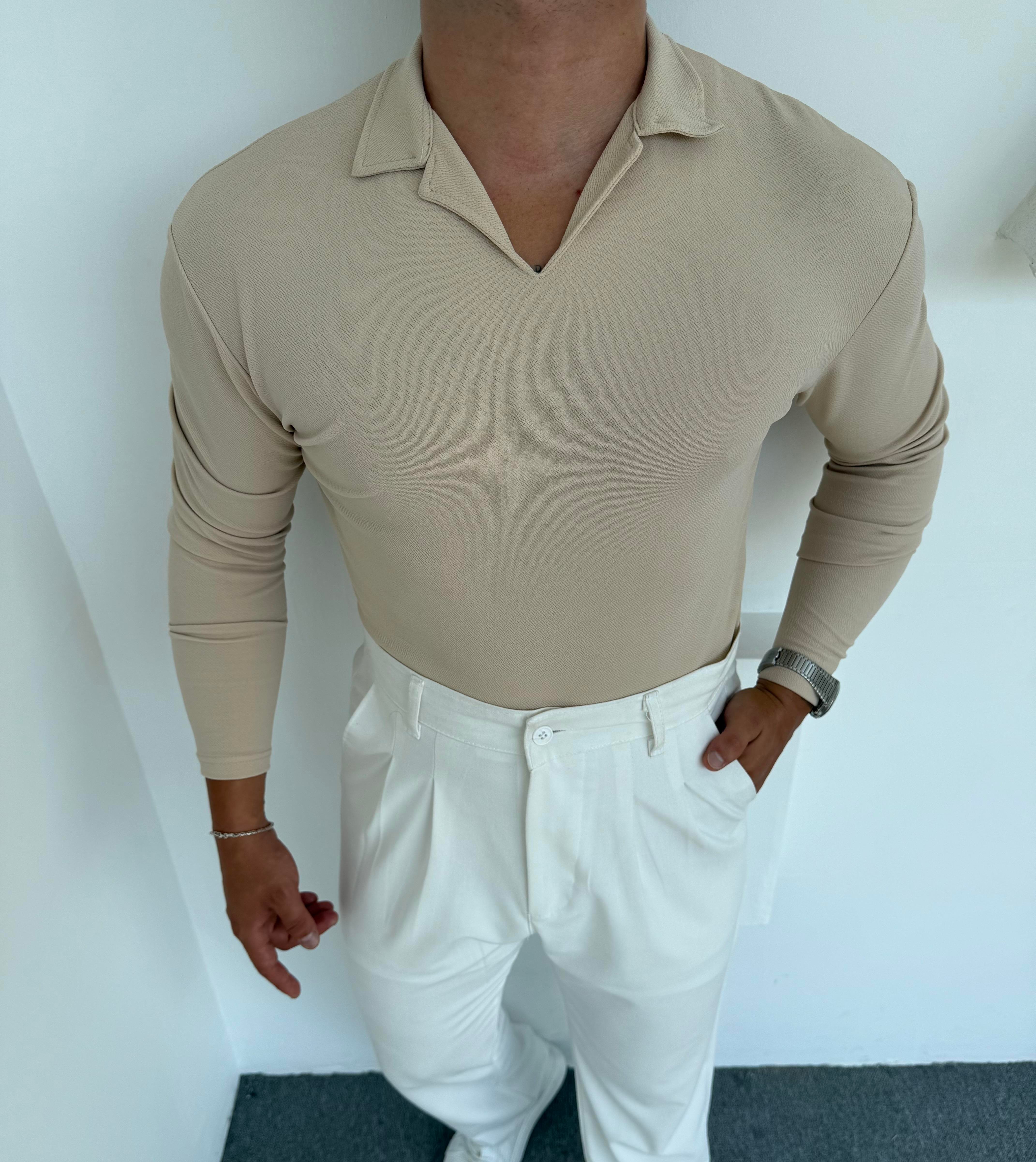 CRAP UZUNKOL HEMŞİRE YAKA SWEATSHİRT KREM