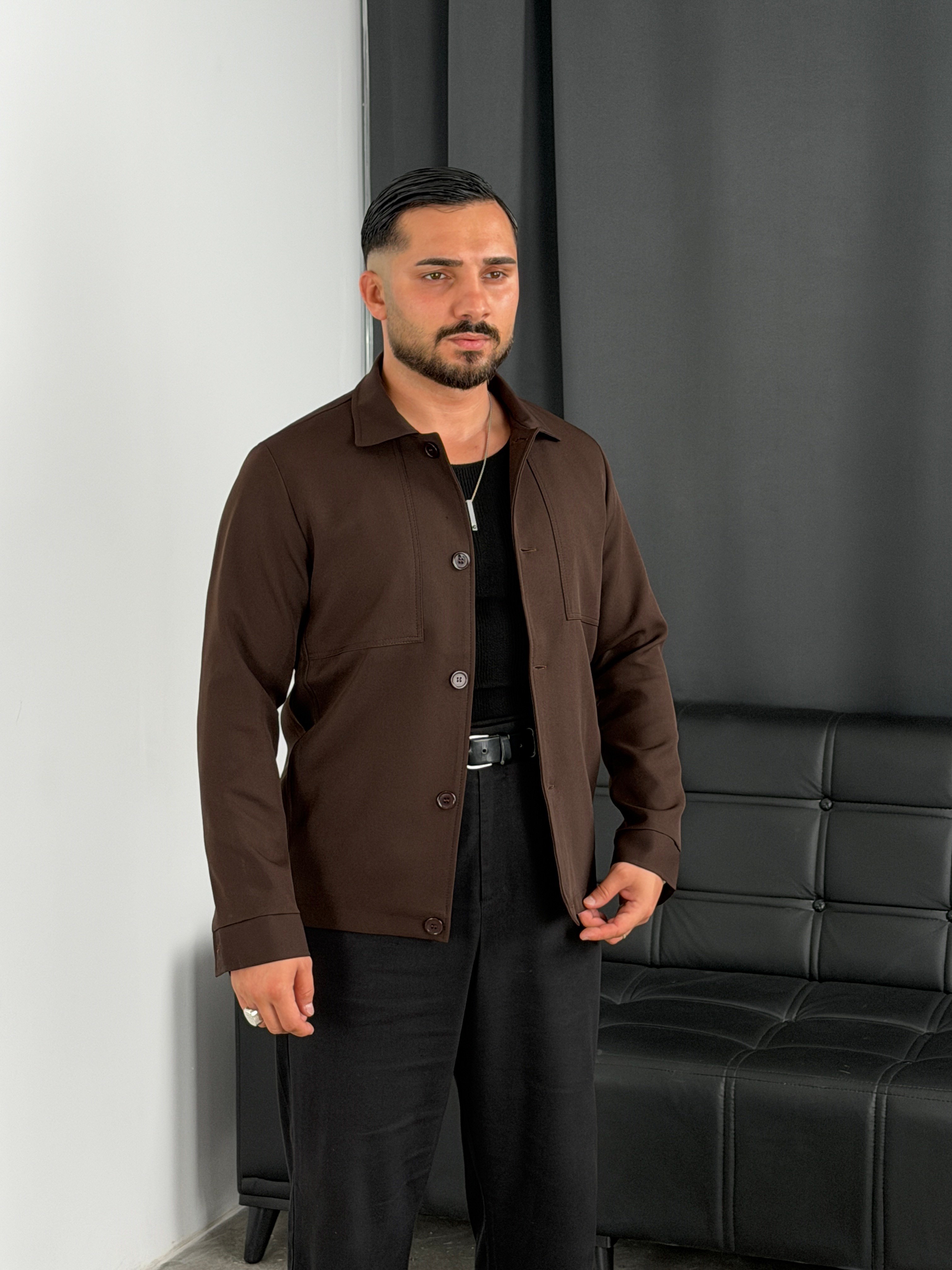 Düğmeli Klasik Ceket Acı Kahve