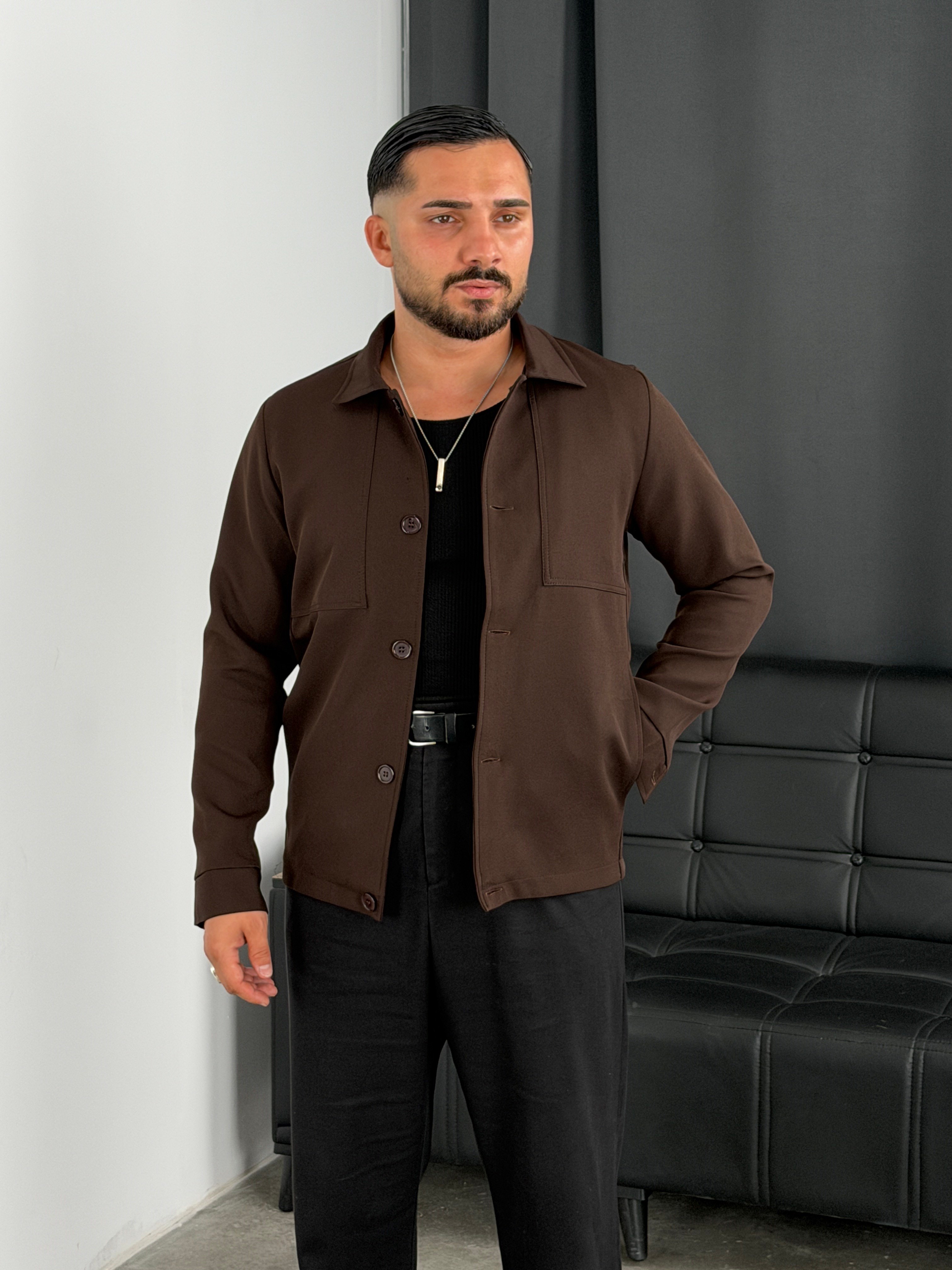 Düğmeli Klasik Ceket Acı Kahve
