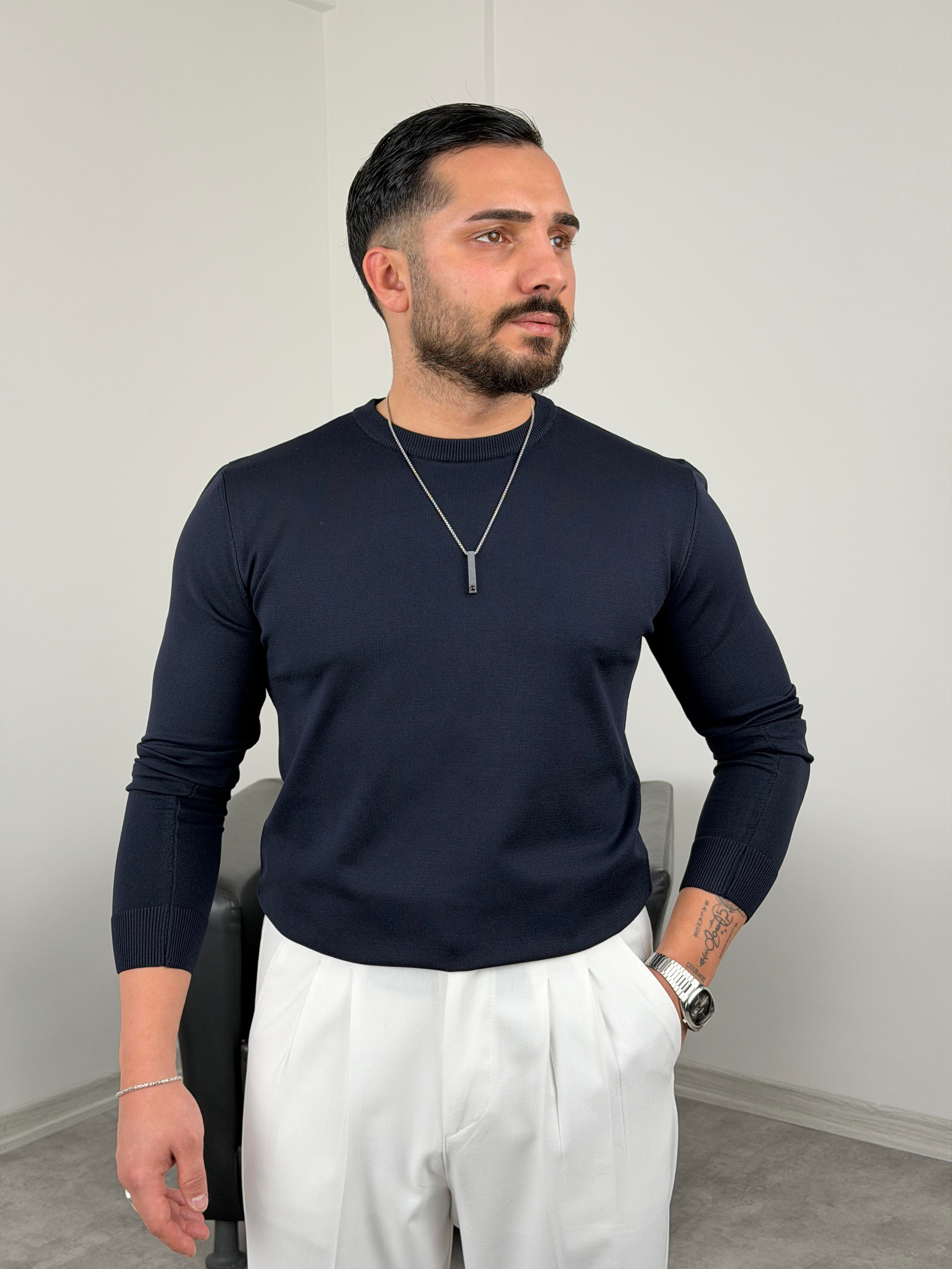 ELMAS KUMAŞ BASİC TRİKO SWEATSHİRT LACİVERT