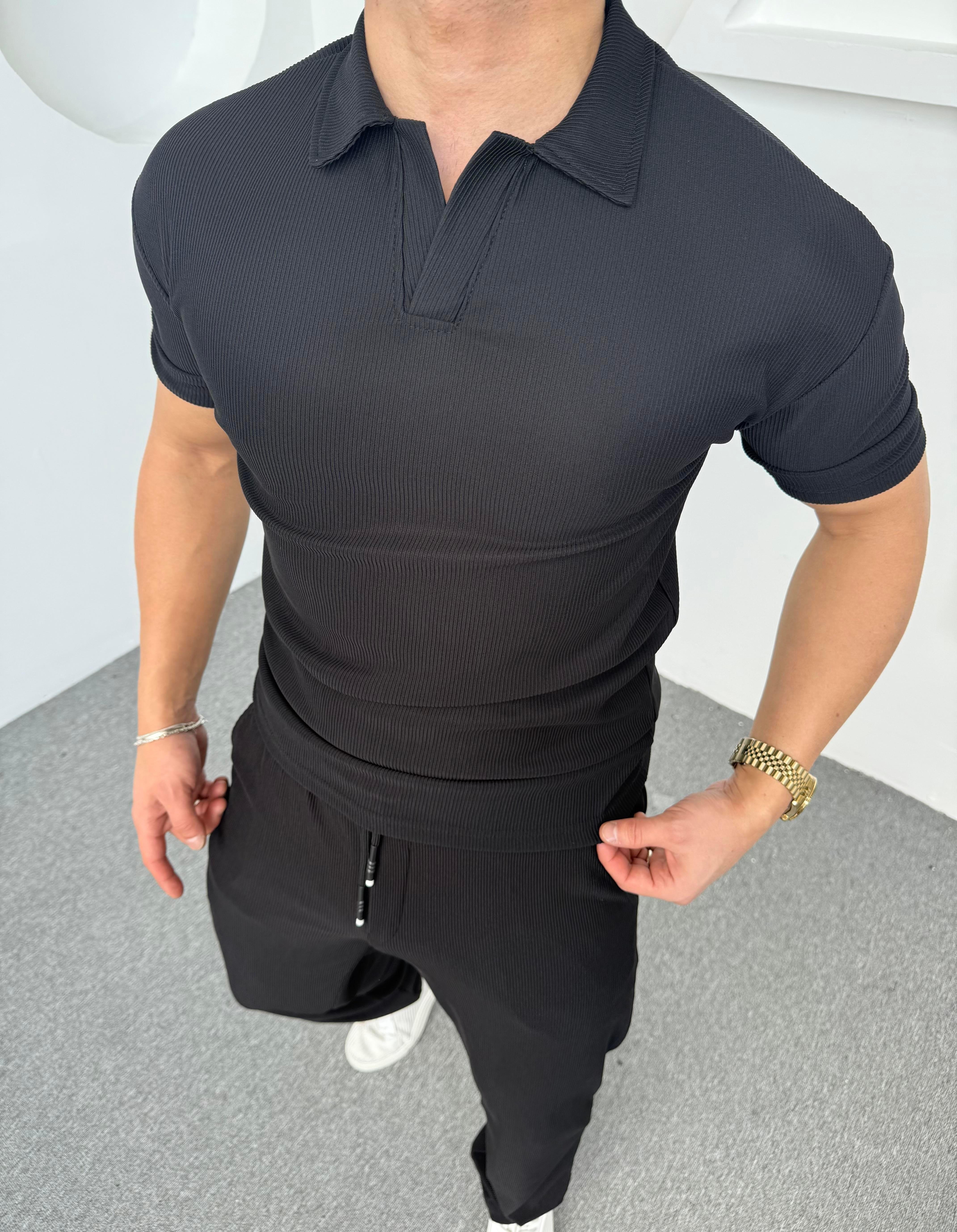 Fitlli Polo Yaka T-Shirt Siyah