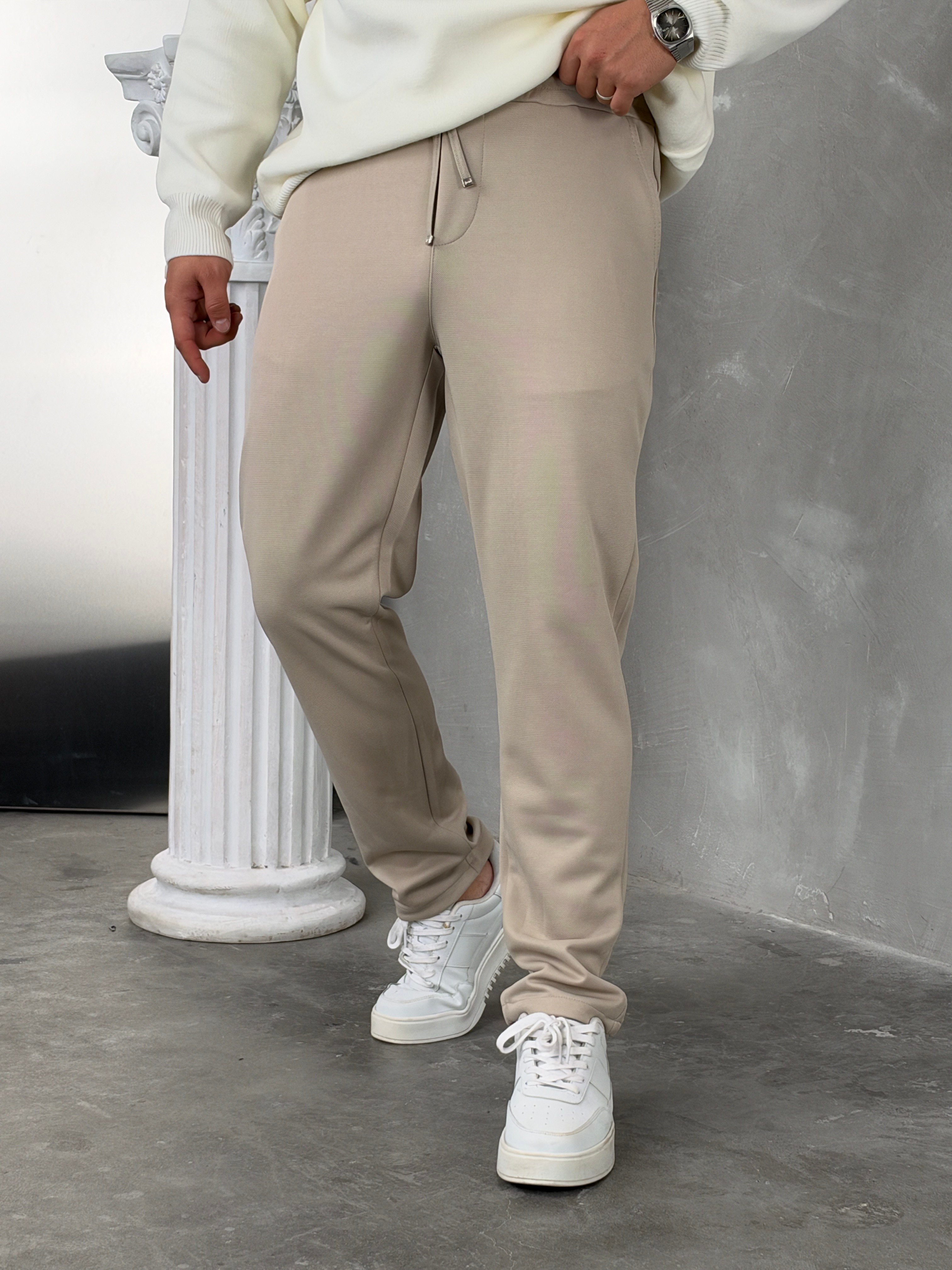 Gramajlı Jogger Pantolon Bej